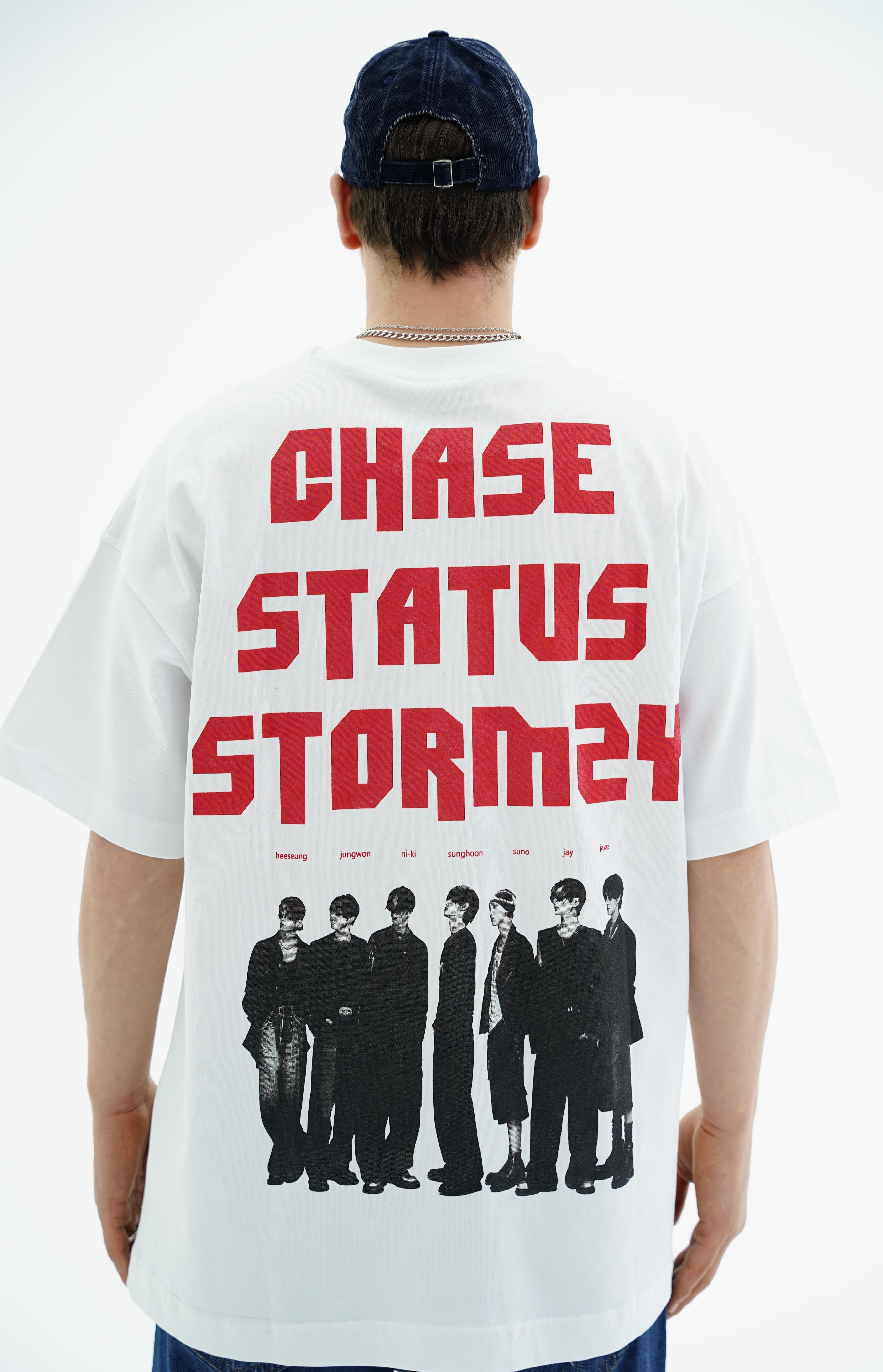 Chase Baskılı Beyaz Oversize Tshirt JC01 25Y88