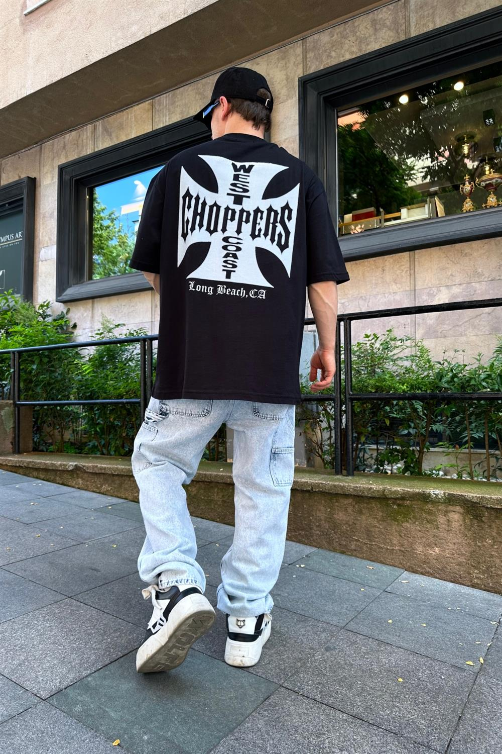 Choppers Baskılı Siyah Oversize Tshirt T821