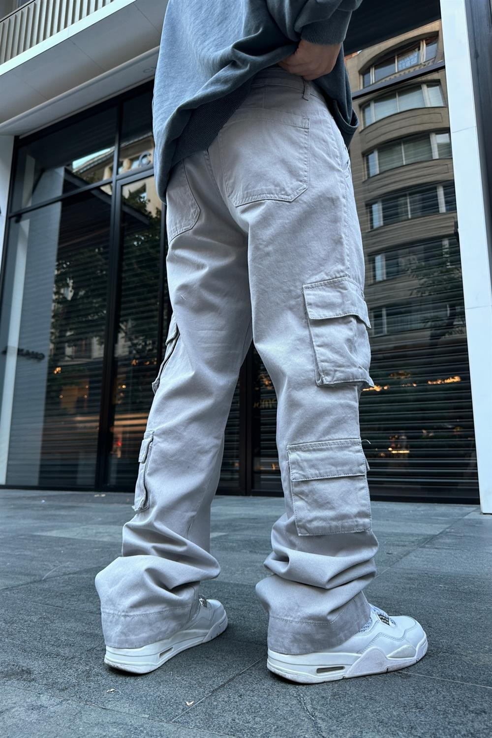 Çift Cepli Gri Kargo Pantolon P800