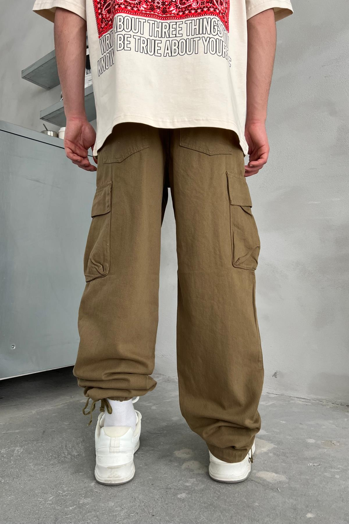 Çift Cepli Kargo Model Yeşil Gabardin Pantolon