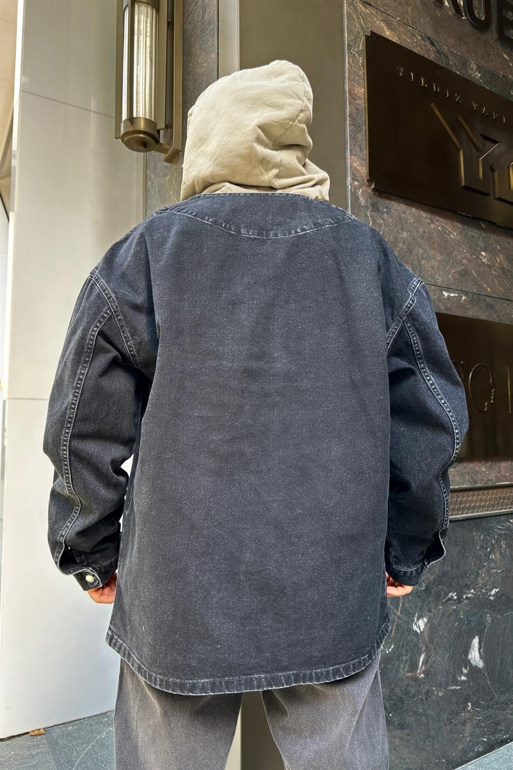 Çıt Çıt Detay Şeritli Füme Jean Ceket C206
