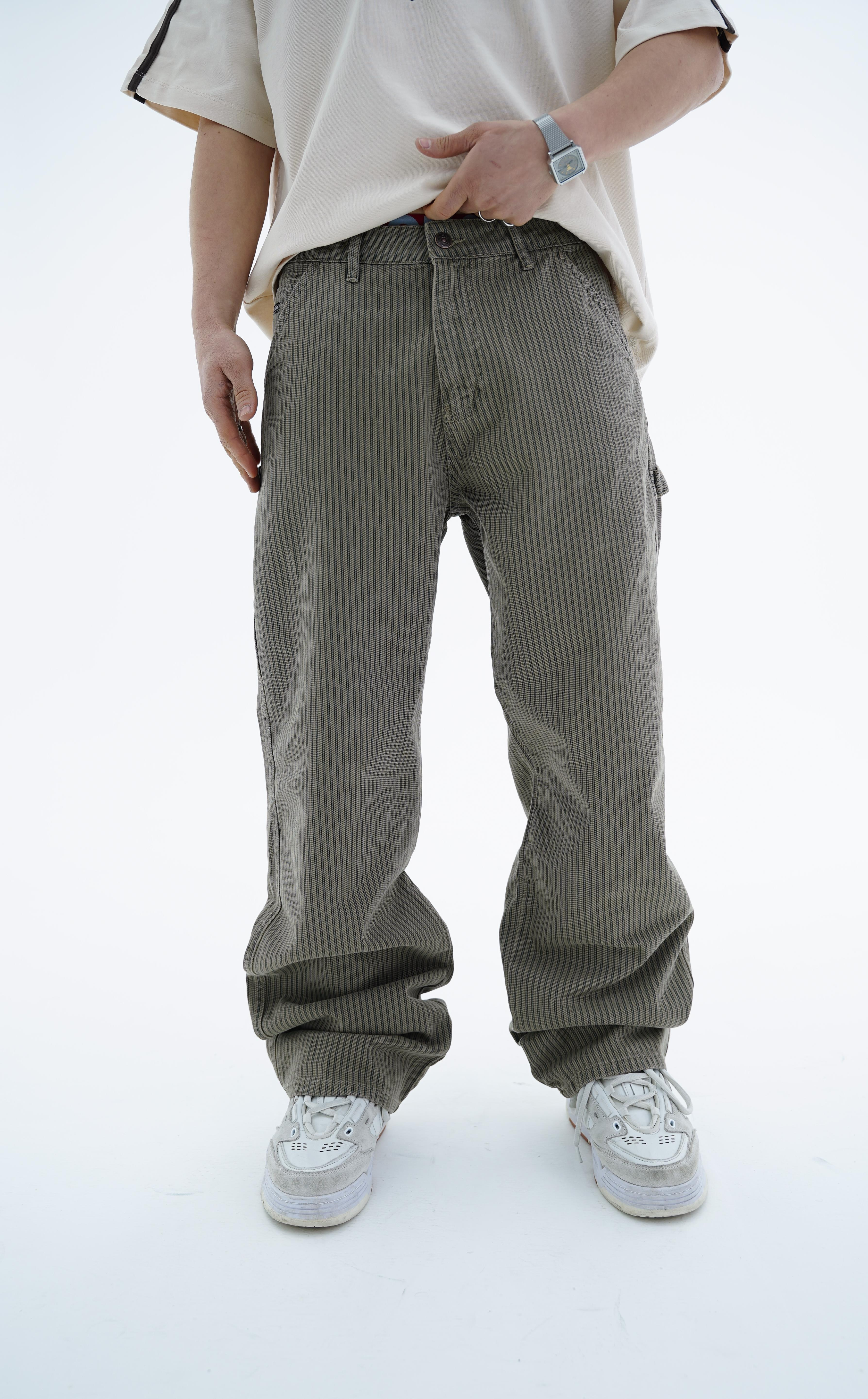 Çizgili Açık Kahve Baggy Jean Pantolon CT01 6581-4