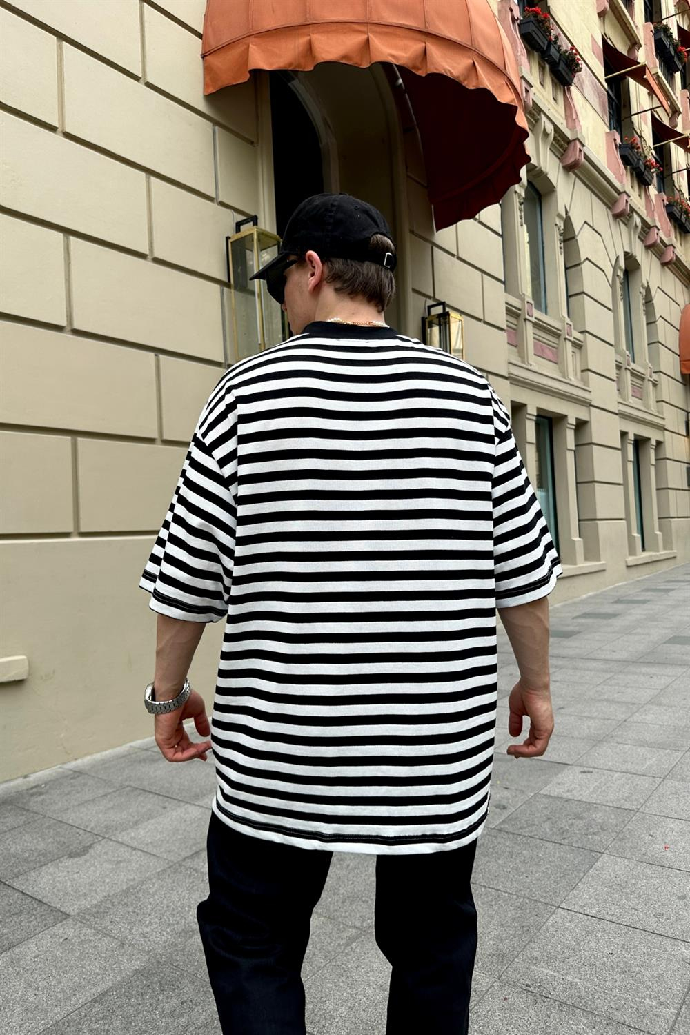 Çizgili Basic Oversize Tshirt T784