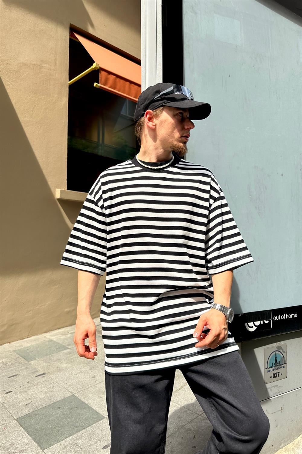 Çizgili Basic Oversize Tshirt T784