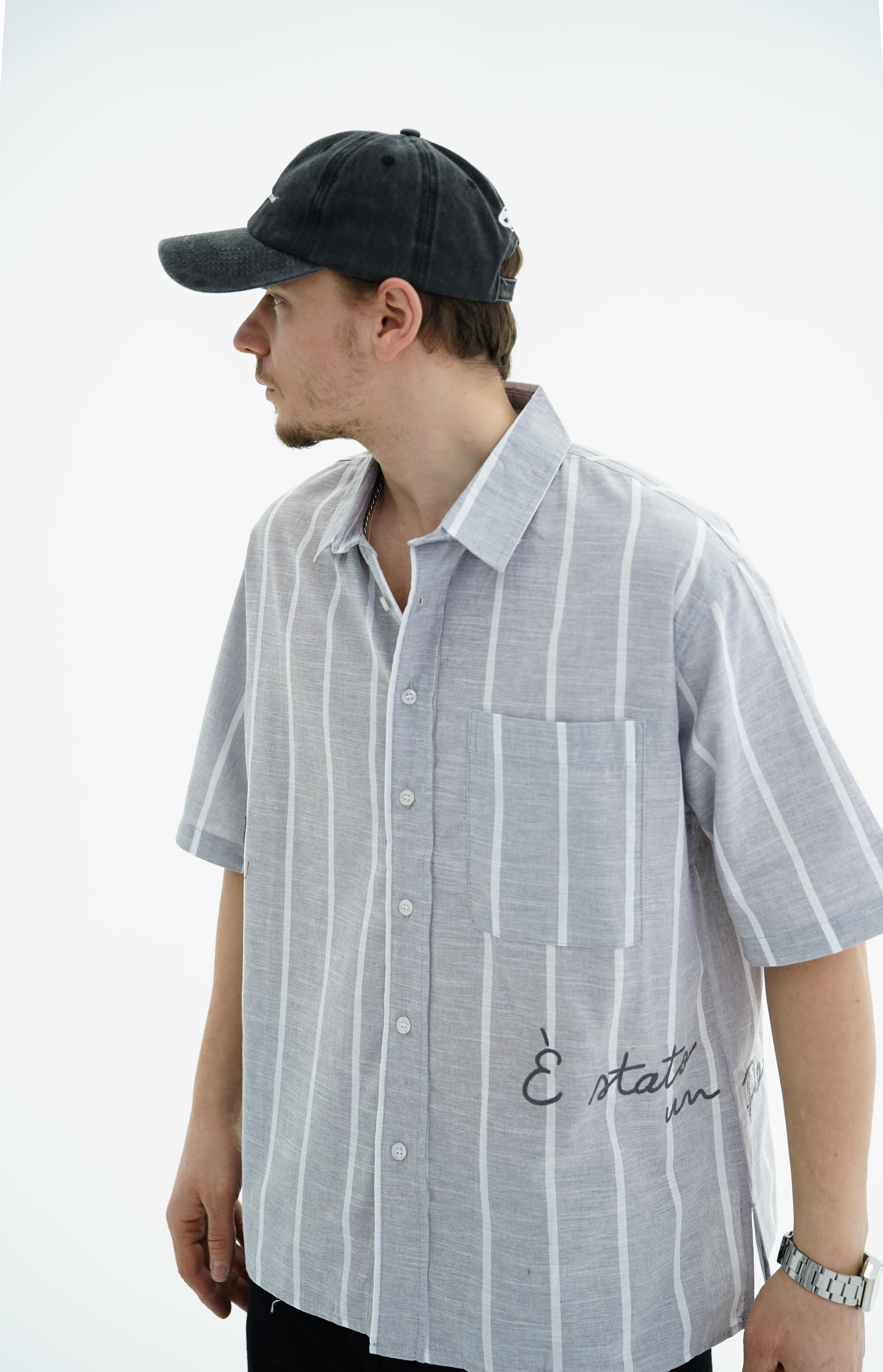 Çizgili Gri Boxy Fit Gömlek JC01 25Y182