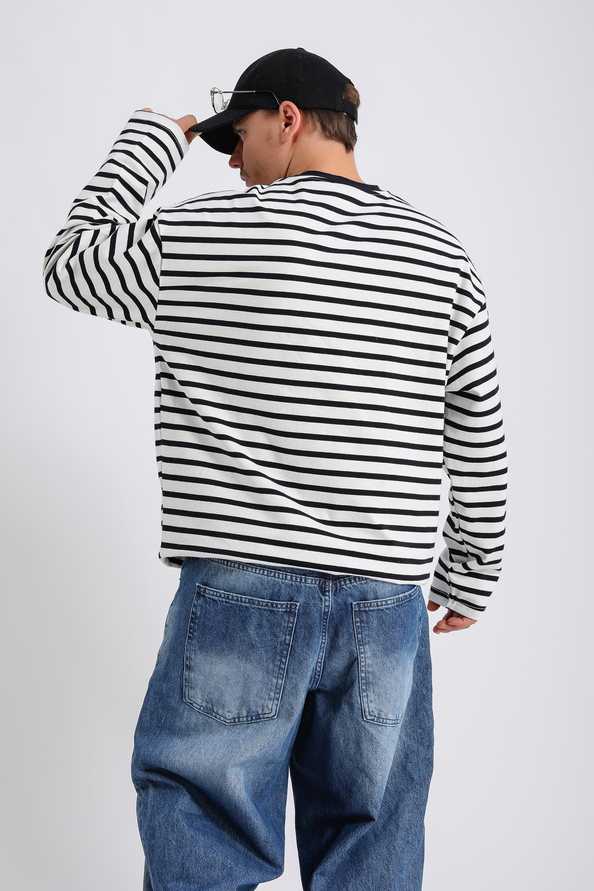 Çizgili Oversize Long Sleeved SW1121
