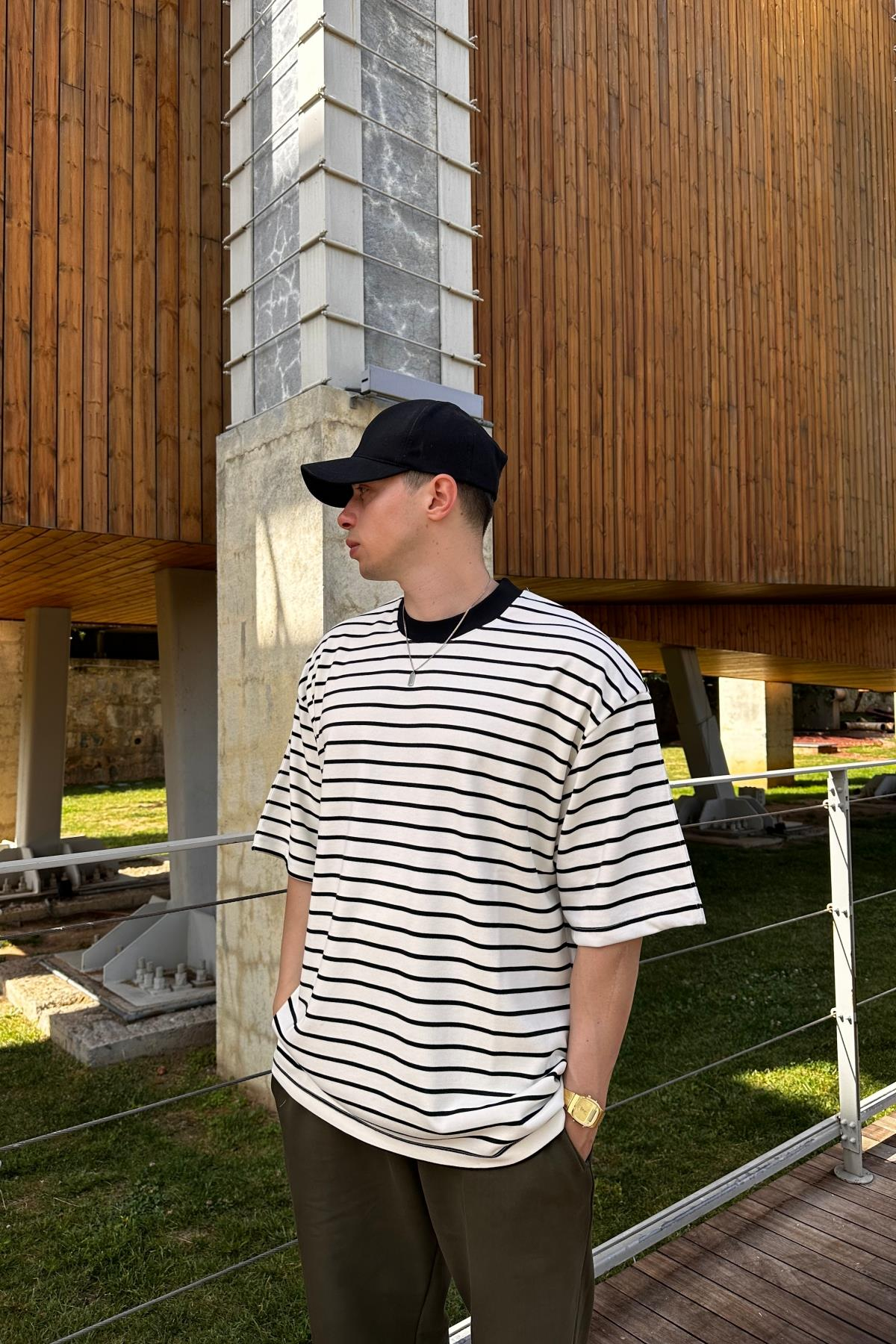 Çizgili Zr Oversize Tshirt T1081