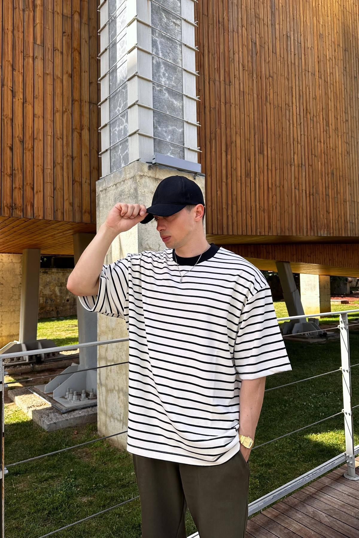 Çizgili Zr Oversize Tshirt T1081