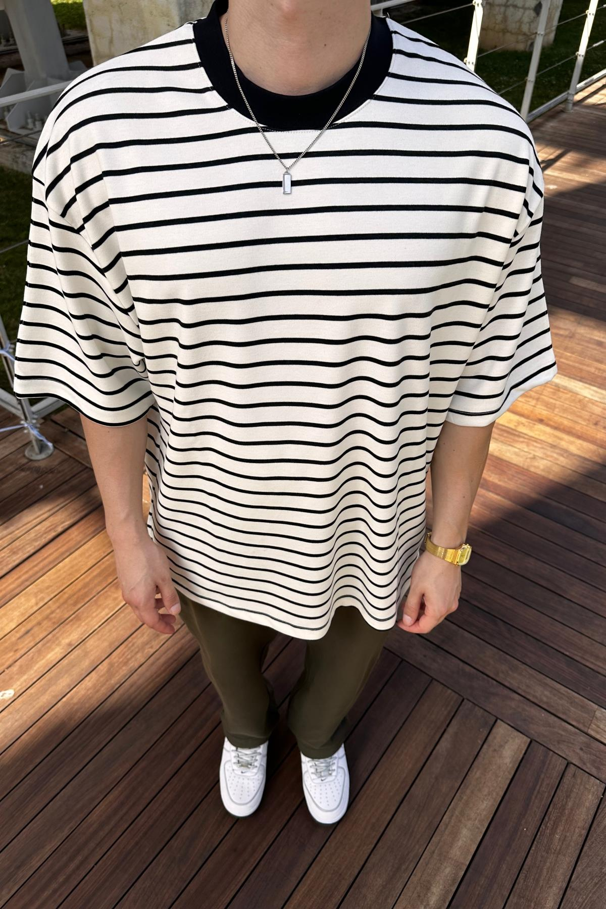 Çizgili Zr Oversize Tshirt T1081