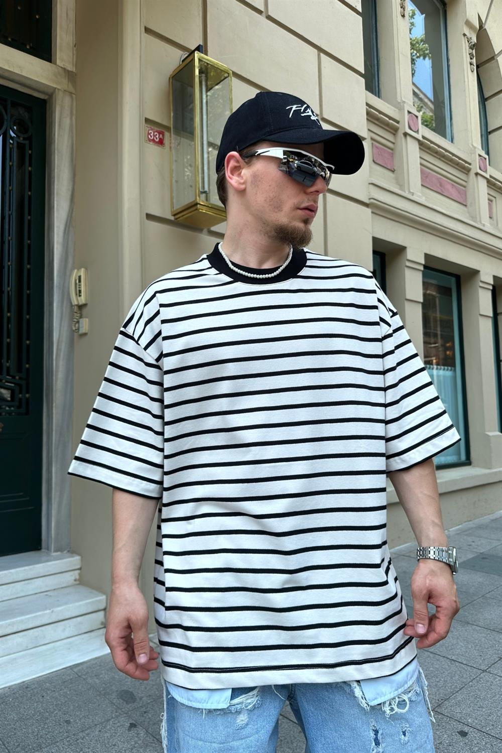 Çizgili ZR Oversize Tshirt T816
