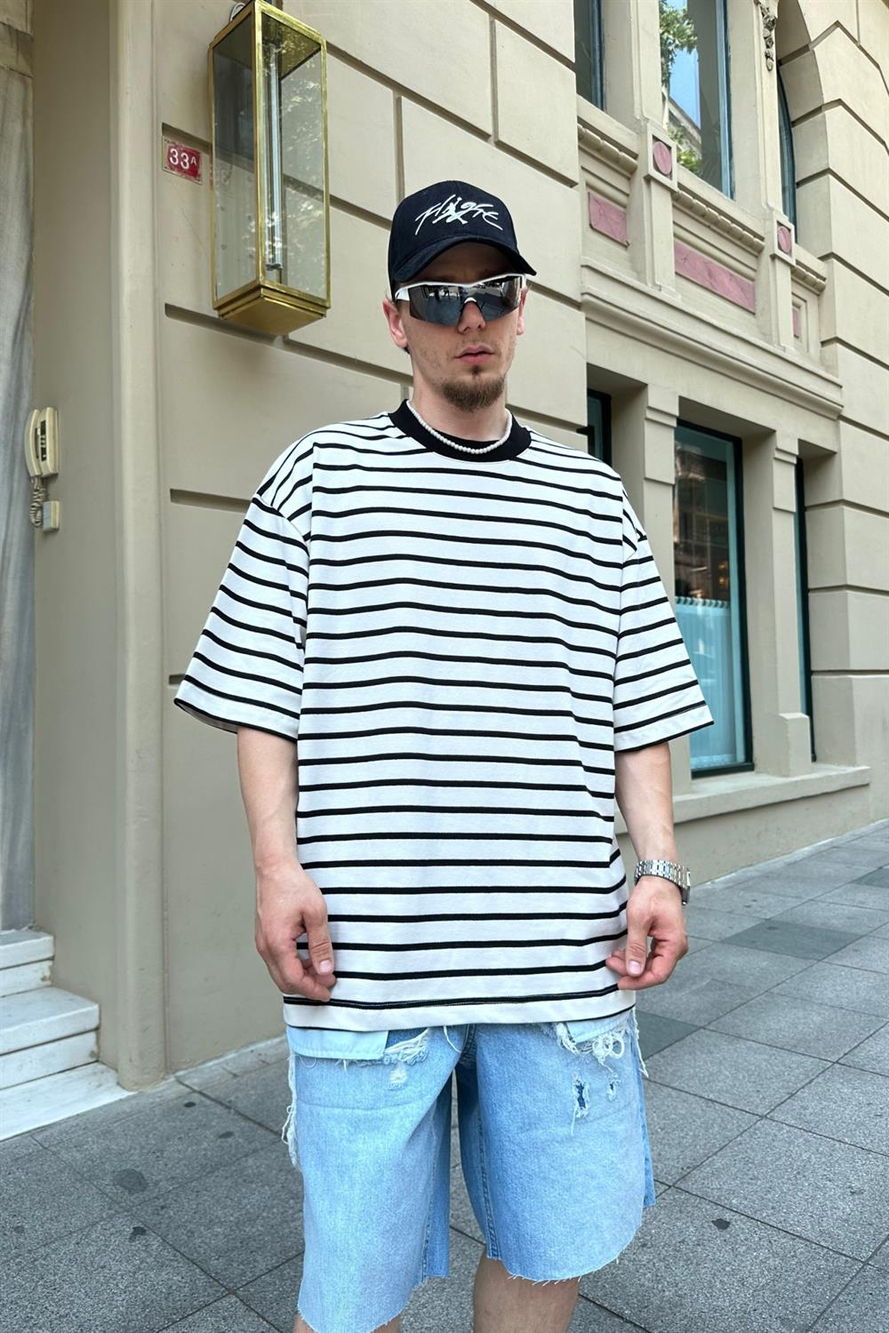 Çizgili ZR Oversize Tshirt T816