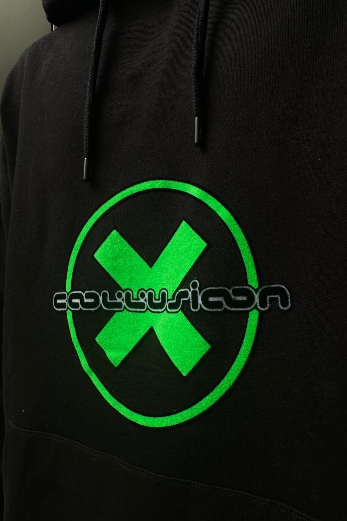 Coll Baskılı Siyah Oversize Sweatshirt SW1037