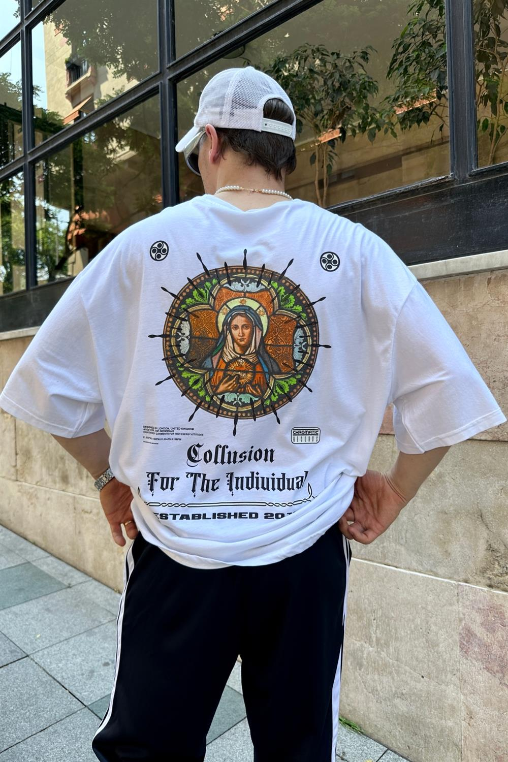 Coll İndividual Baskılı Beyaz Oversize Tshirt T795