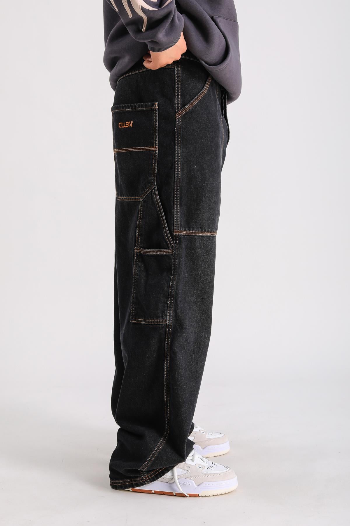 Coll Kontrast Dikiş Jean Pantolon P1047