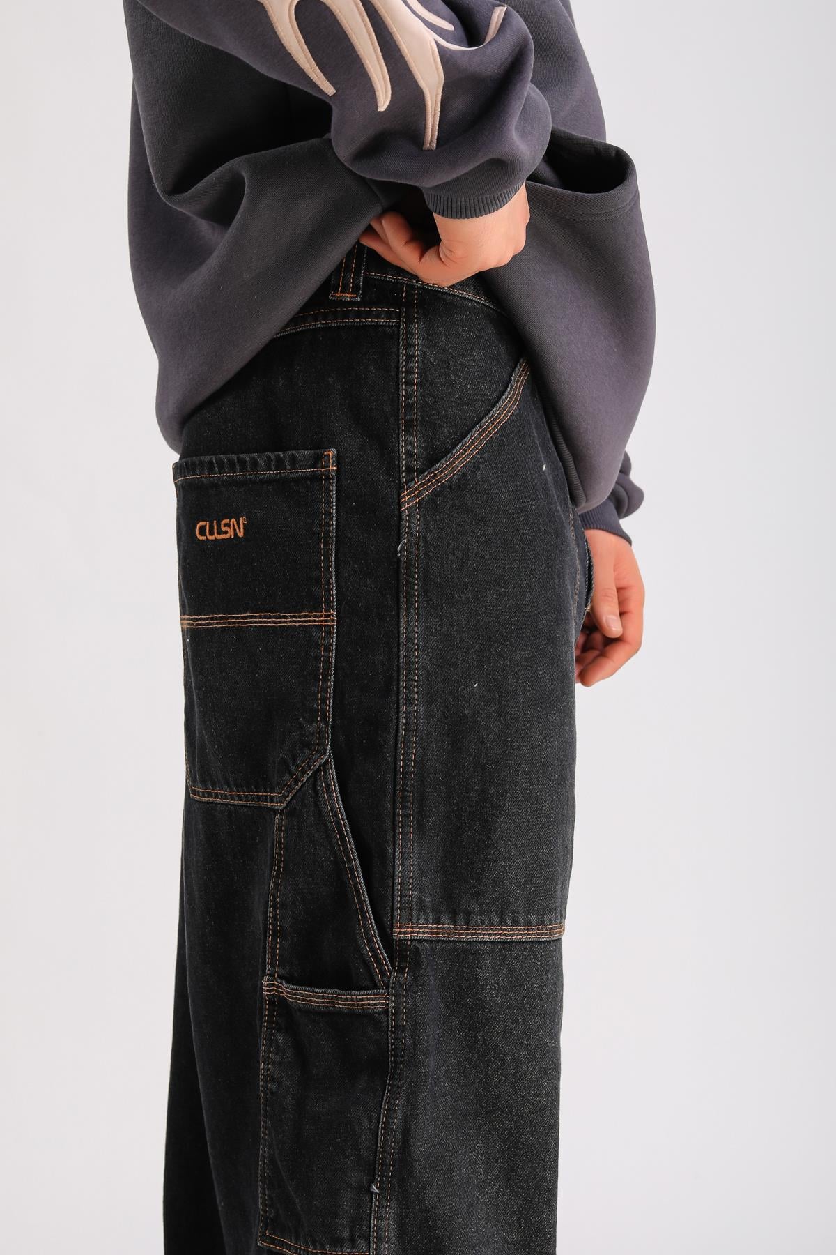 Coll Kontrast Dikiş Jean Pantolon P1047