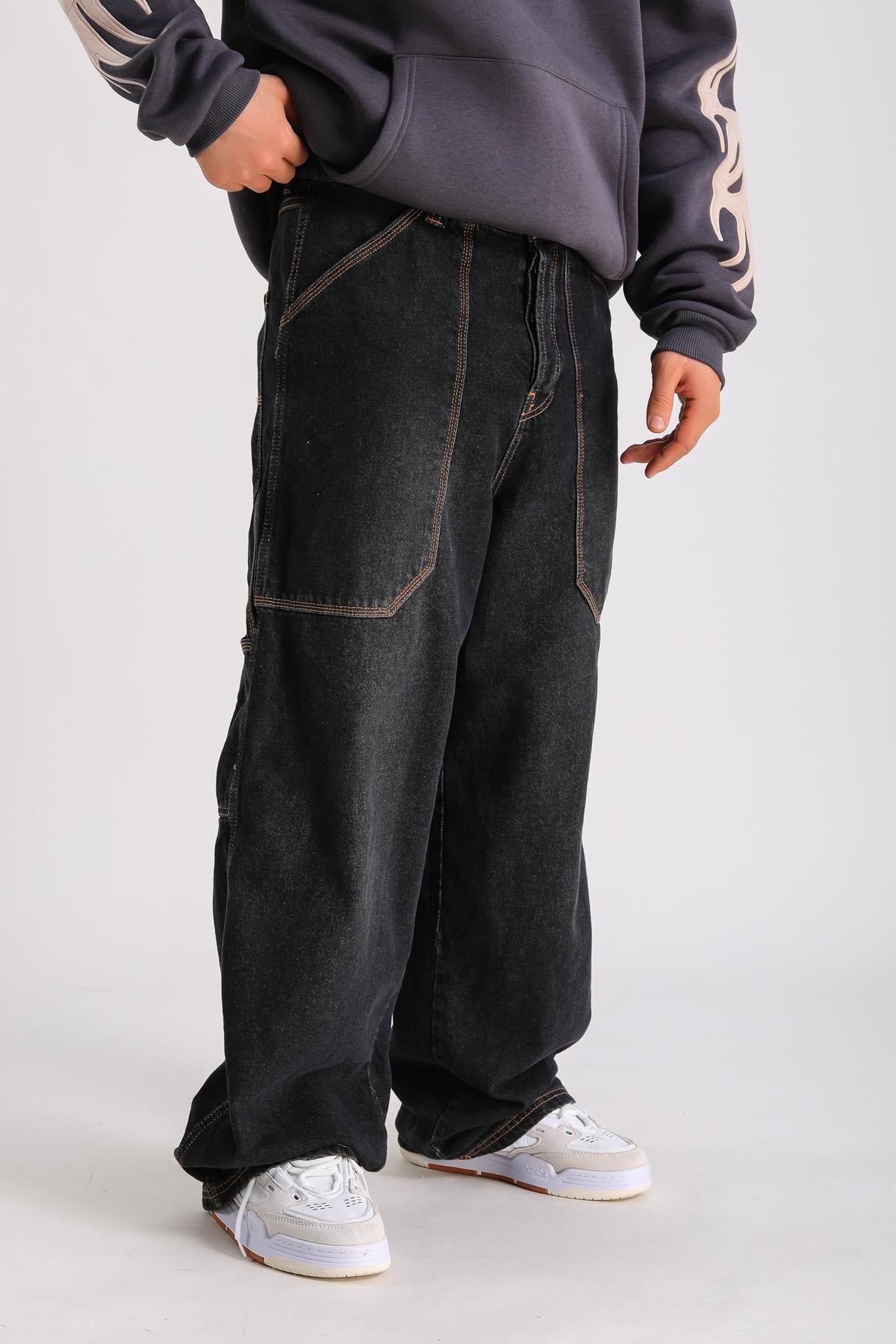Coll Kontrast Dikiş Jean Pantolon P1047