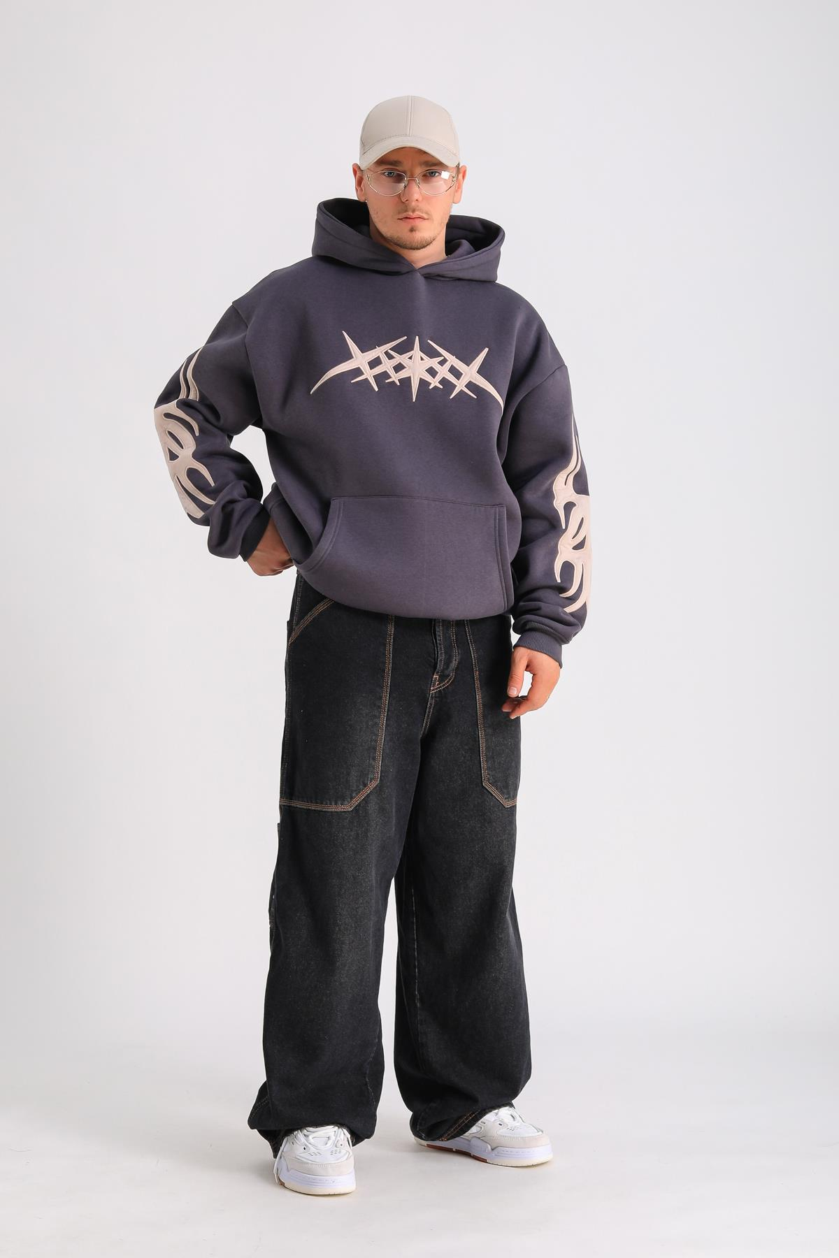 Coll Kontrast Dikiş Jean Pantolon P1047