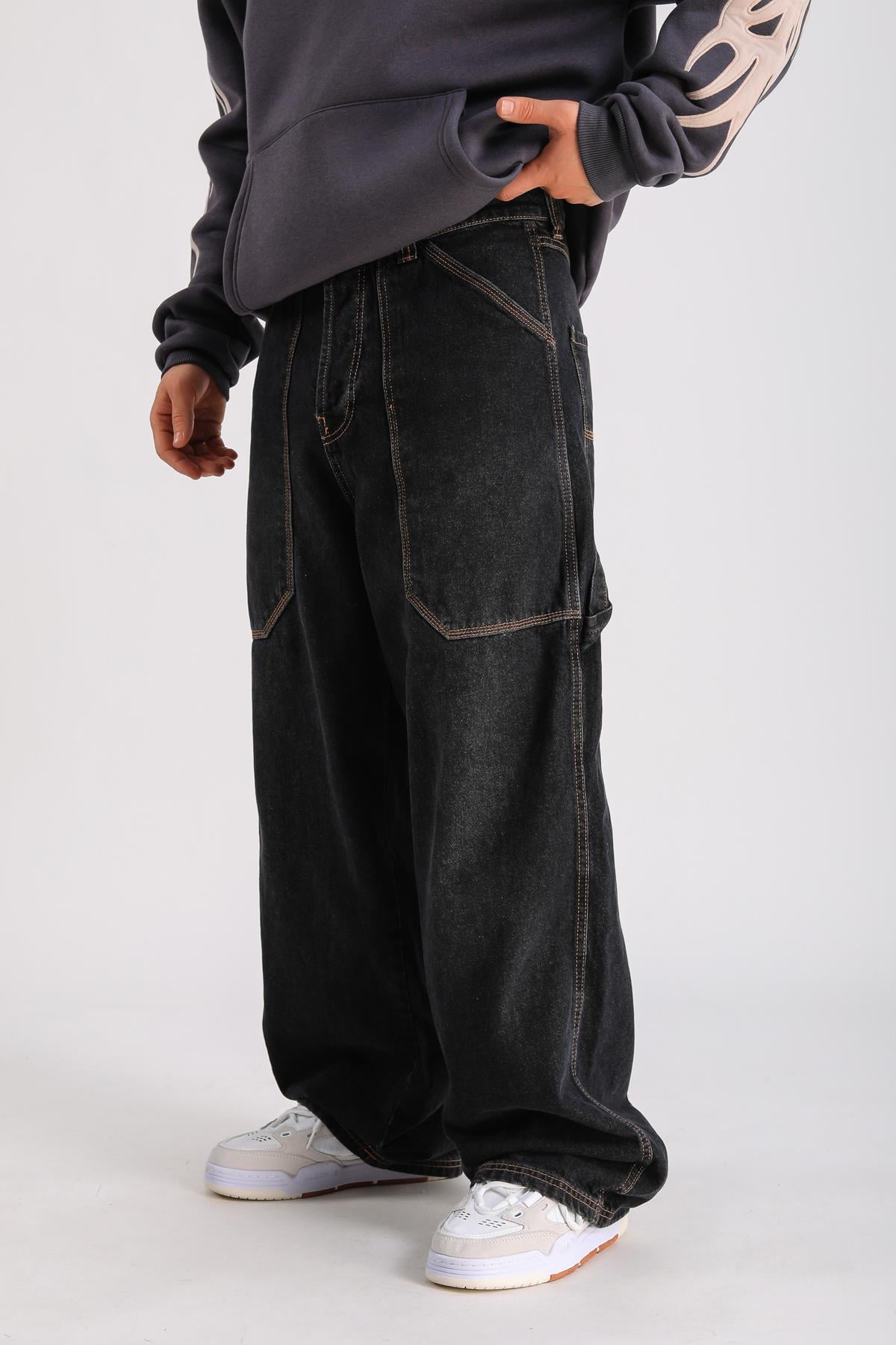 Coll Kontrast Dikiş Jean Pantolon P1047