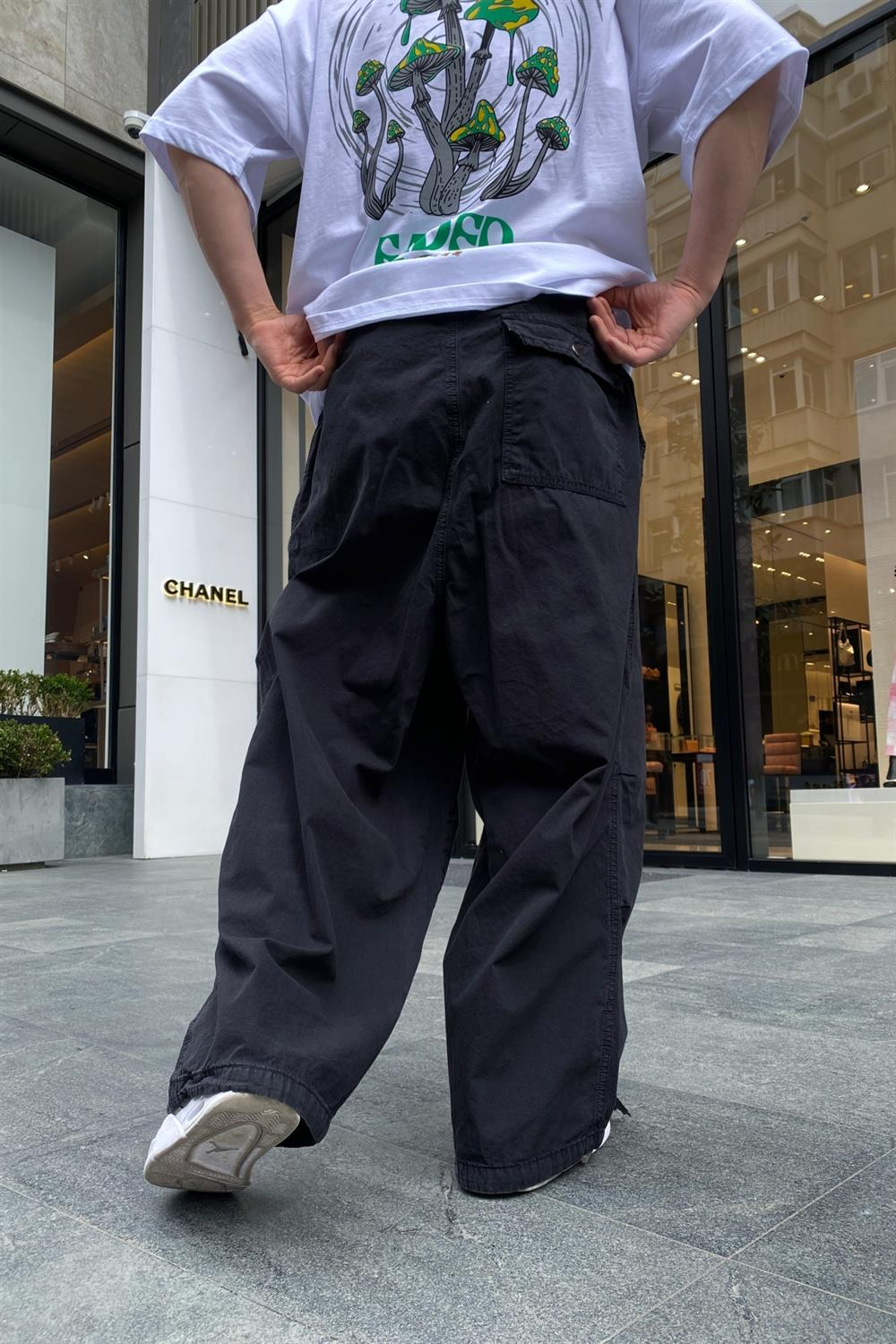 Combat İpli Siyah Gabardin Pantolon P576