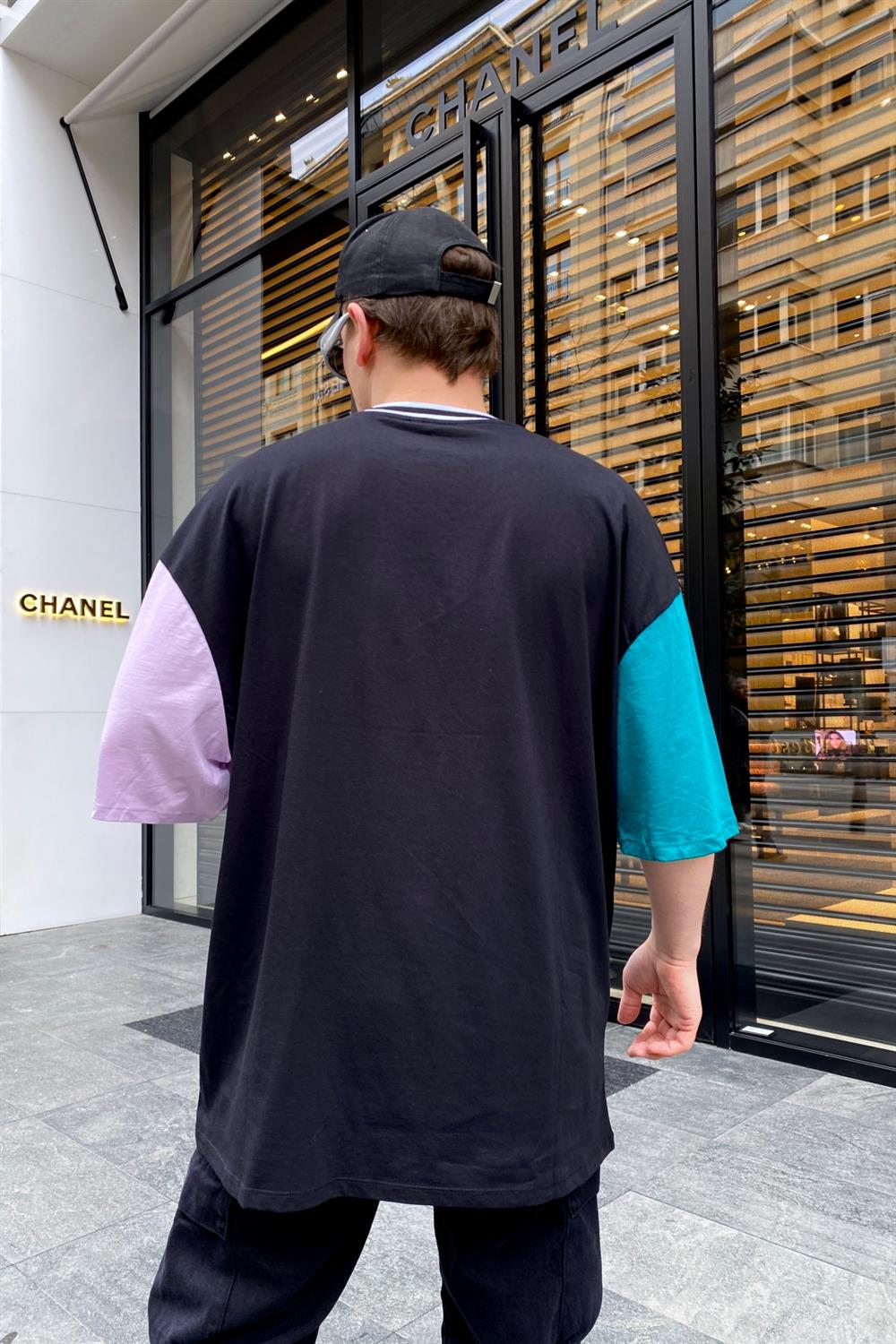 Continu Emogi Baskılı Şerit Yaka Oversize Tshirt T595