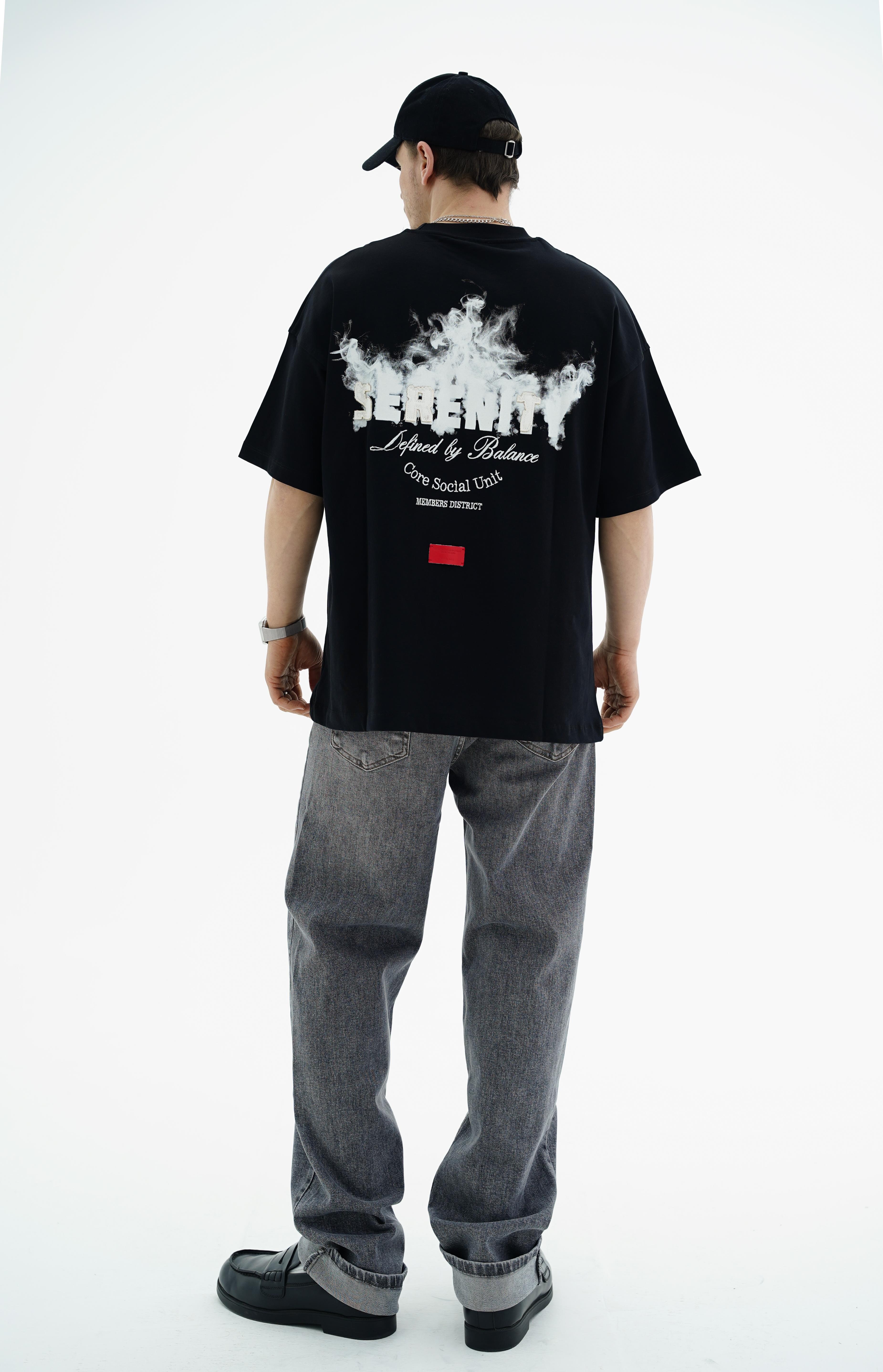 Core Baskılı Siyah Oversize Tshirt JC01 26Y131
