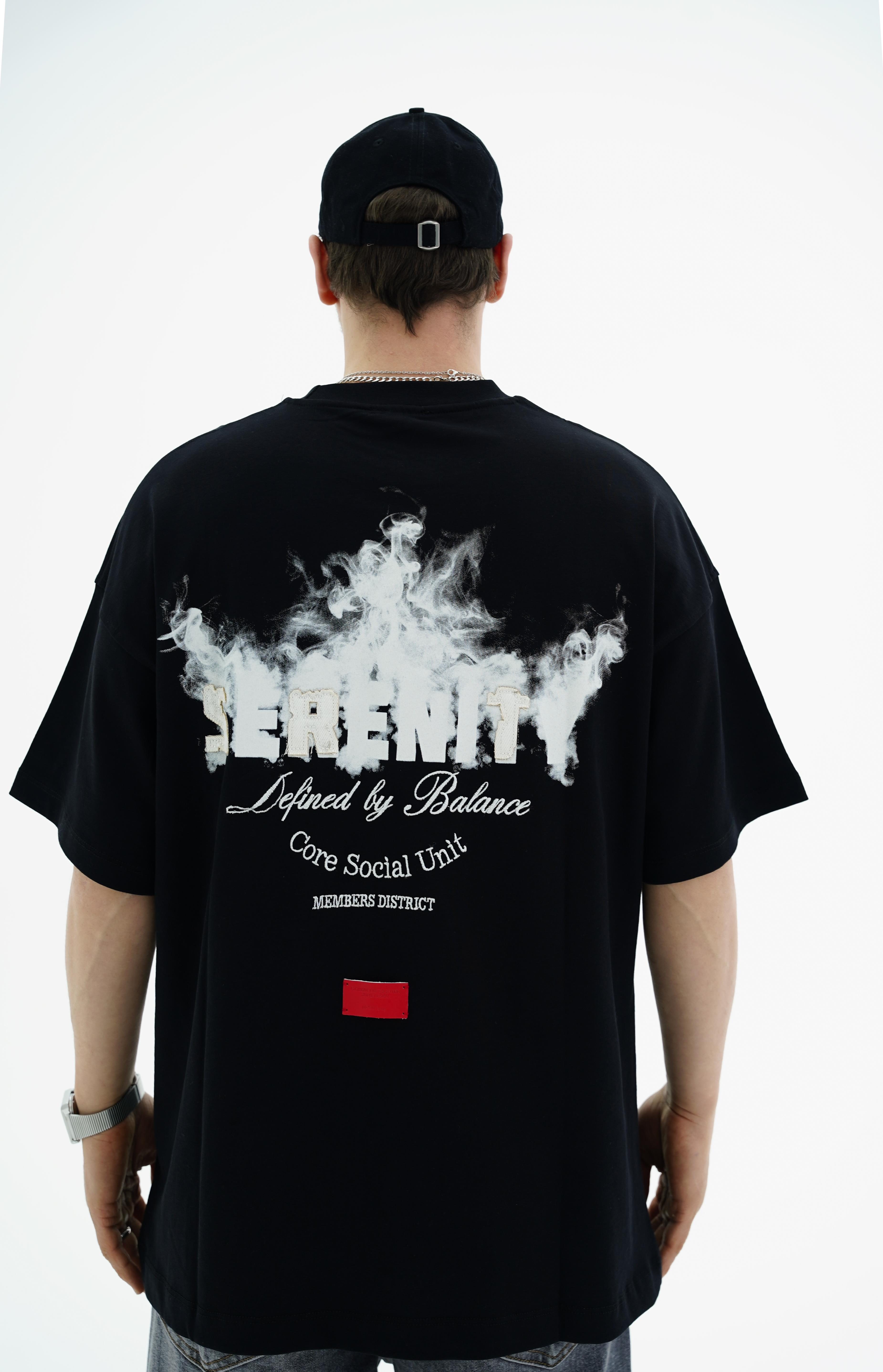 Core Baskılı Siyah Oversize Tshirt JC01 26Y131