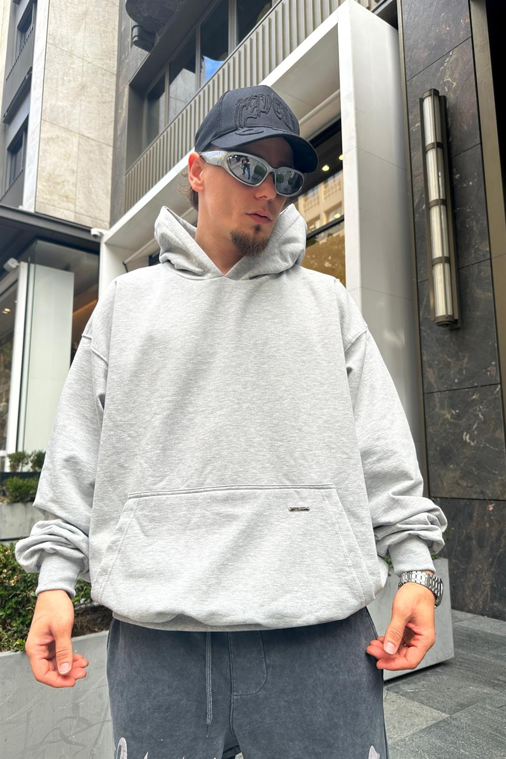 Couture Açık Gri Basic Oversize Sweatshirt SW889