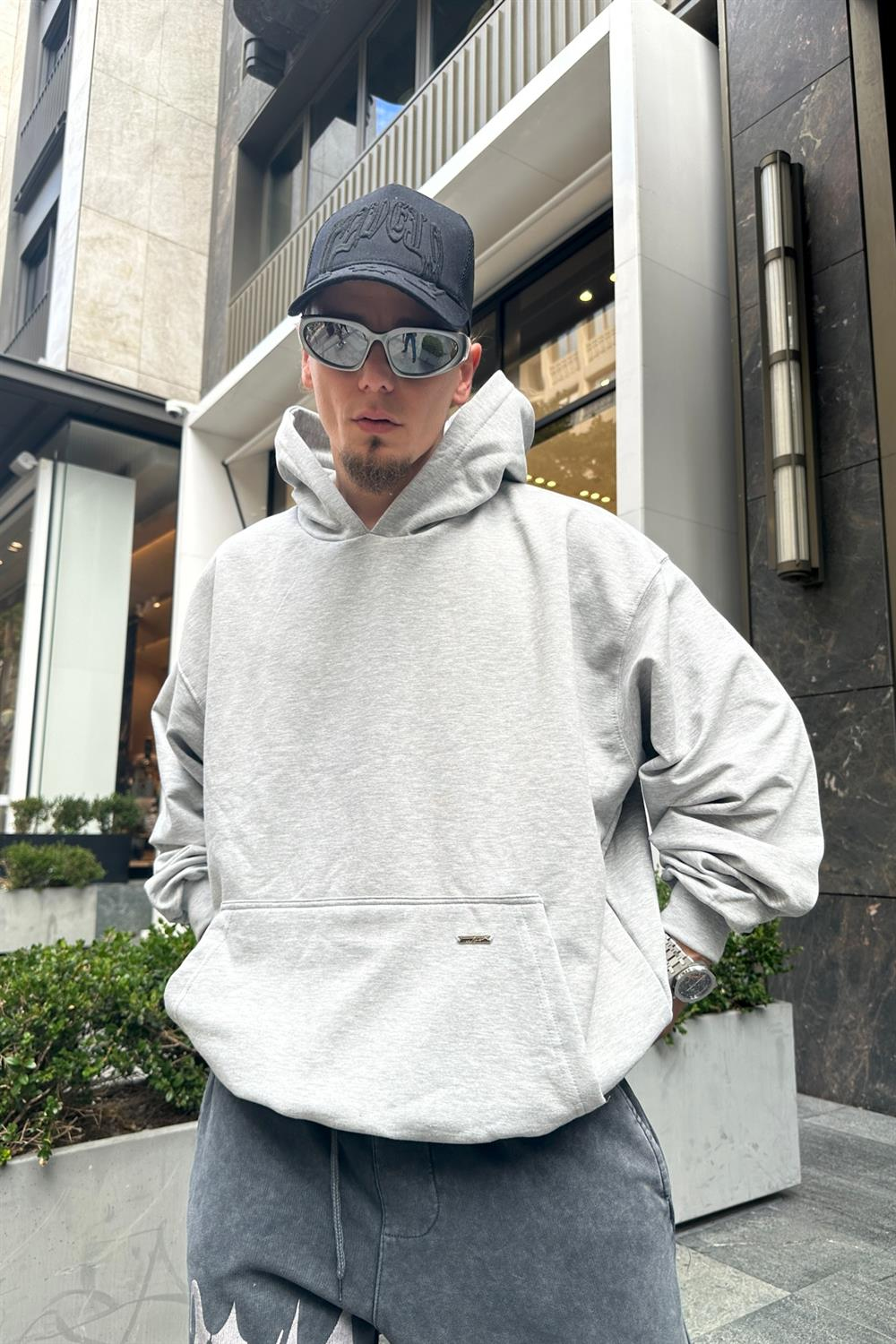 Couture Açık Gri Basic Oversize Sweatshirt SW889