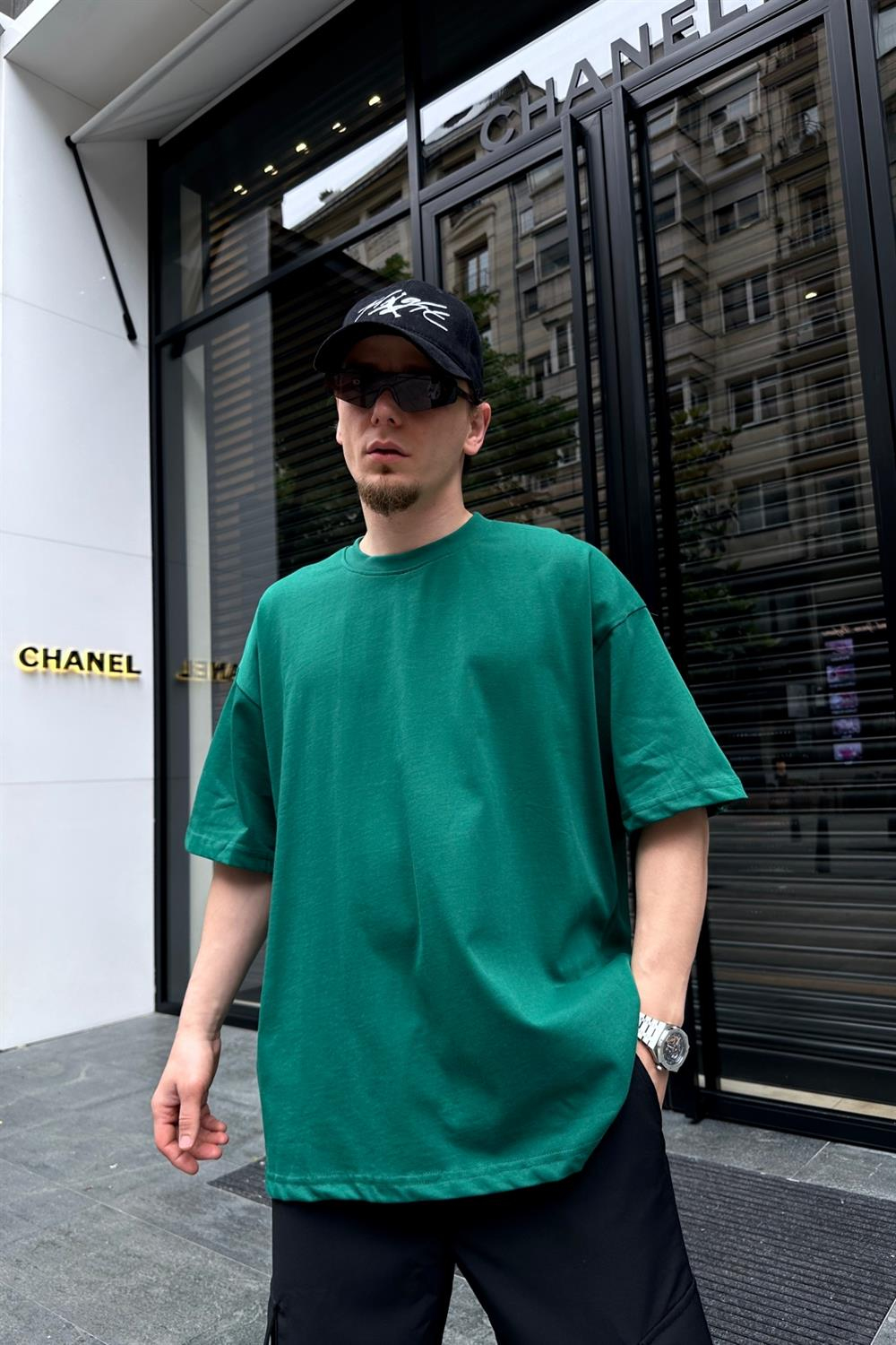 Couture Basic Yeşil Oversize Tshirt T708