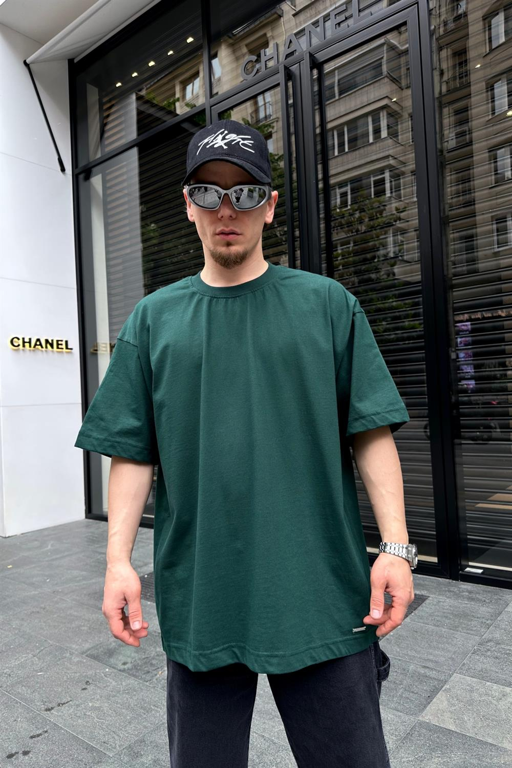 Couture Basic Zümrüt Yeşili Oversize Tshirt T703