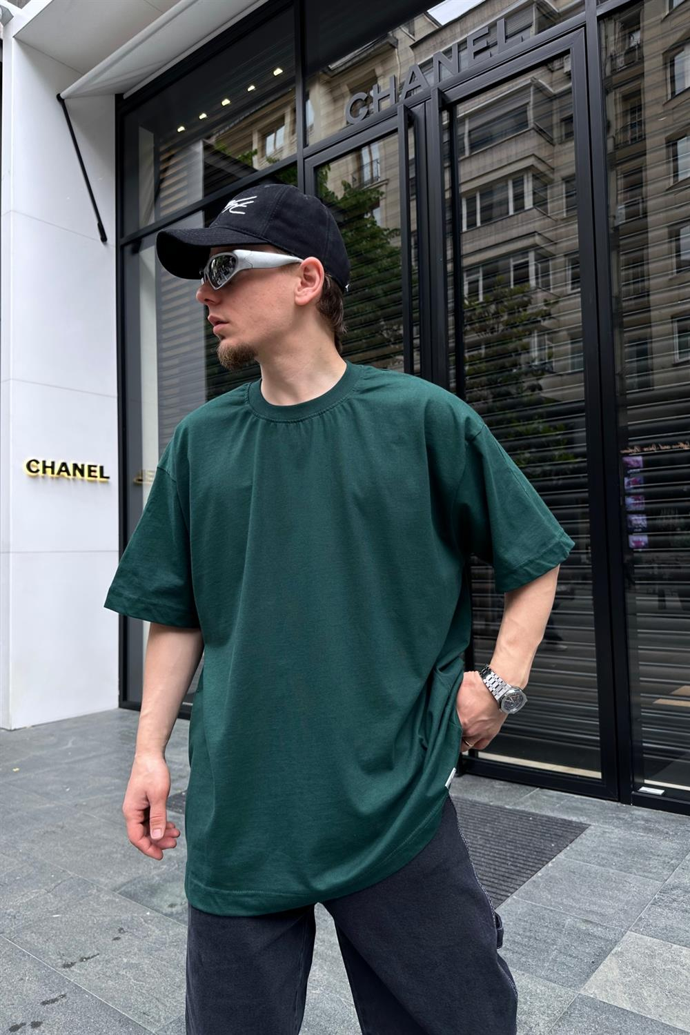 Couture Basic Zümrüt Yeşili Oversize Tshirt T703