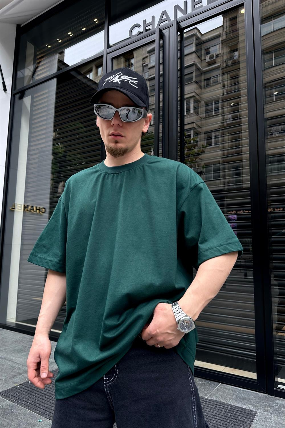 Couture Basic Zümrüt Yeşili Oversize Tshirt T703