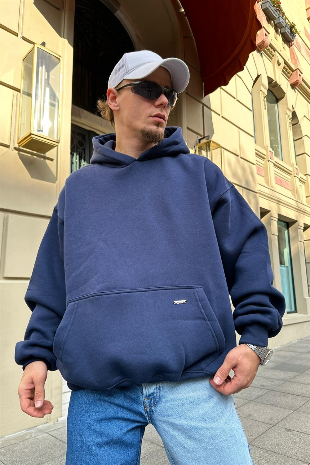 Couture Lacivert Basic Oversize Sweatshirt SW890