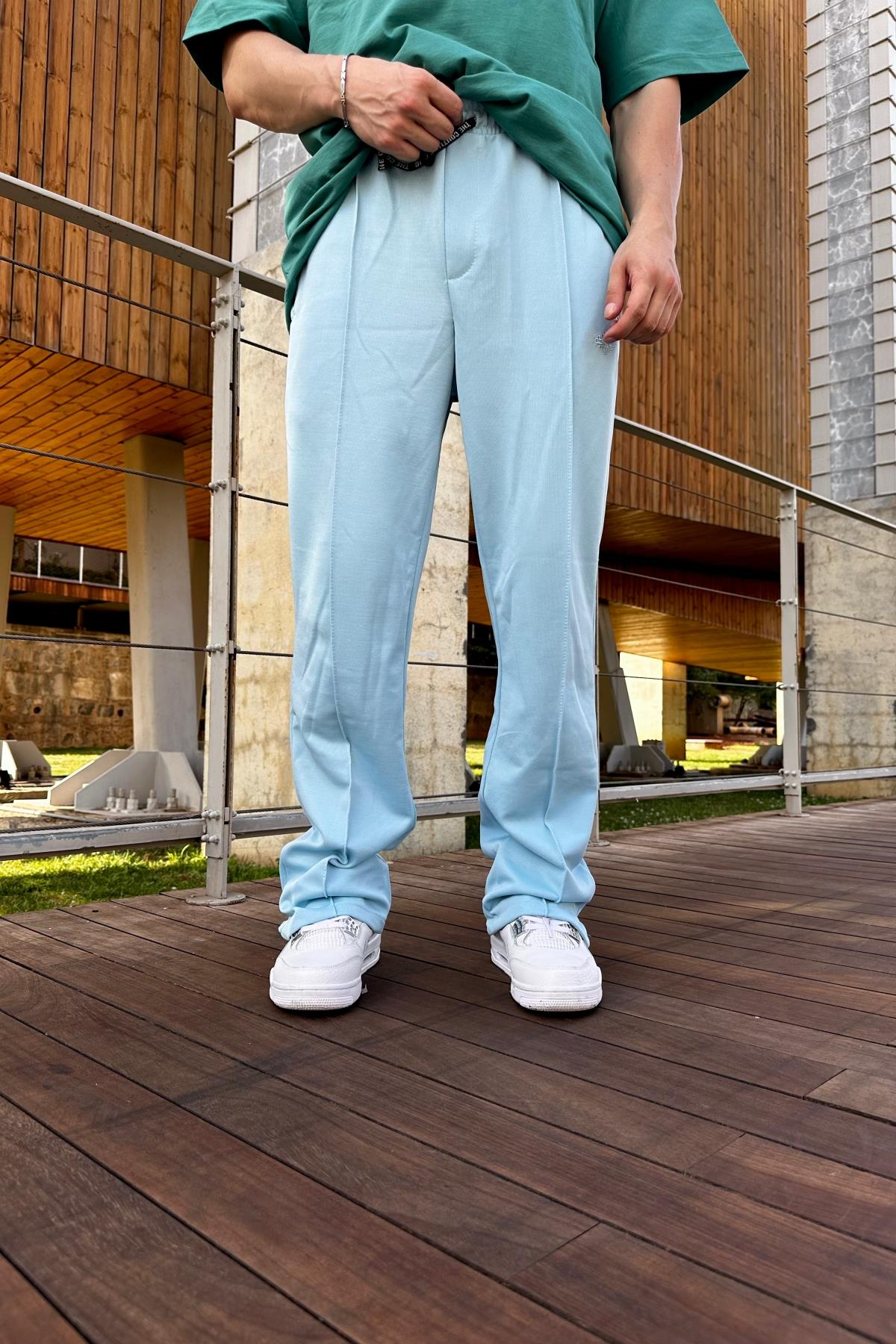 Couture Şeritli Jarse Kumaş Mavi Eşofman ESF527