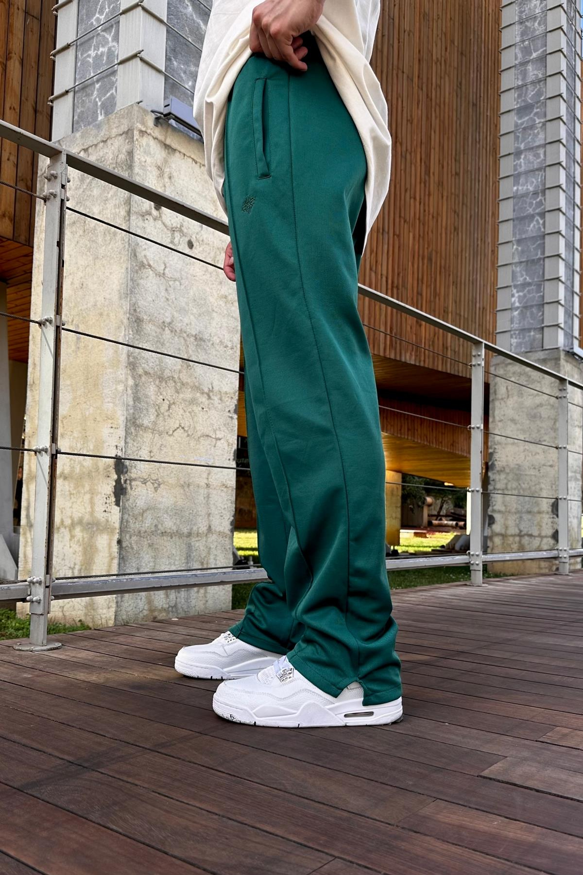 Couture Şeritli Jarse Kumaş Yeşil Eşofman ESF526