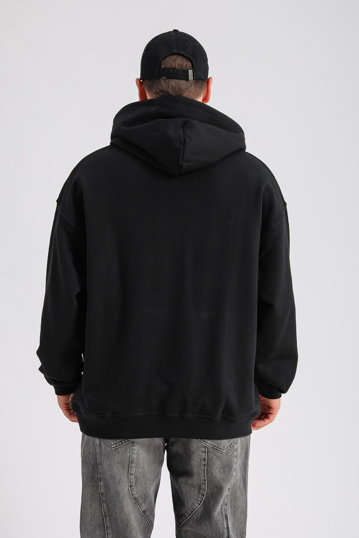 Couture Zımba Detay Siyah Oversize Sweatshirt SW1164