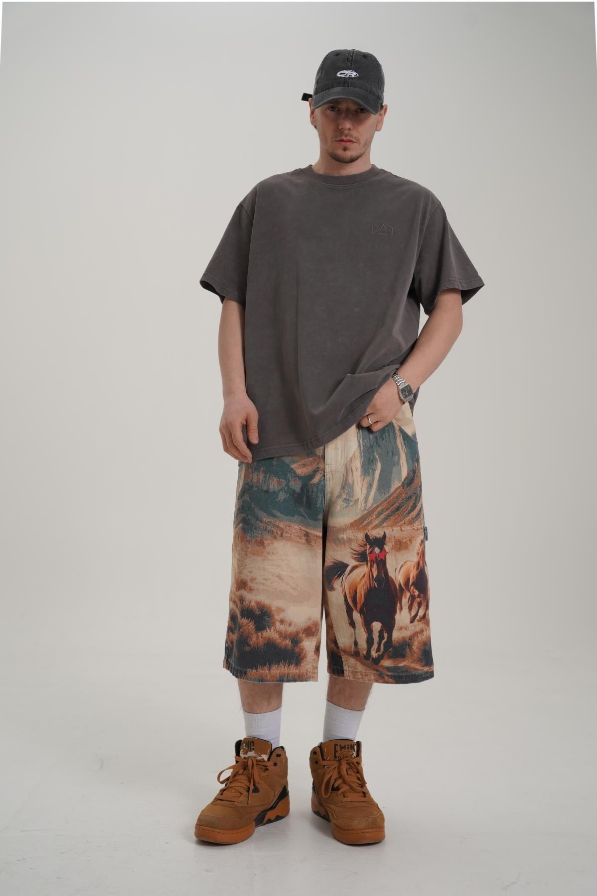 Day Baskılı Oversize Tshirt CT01 MRT26027-2