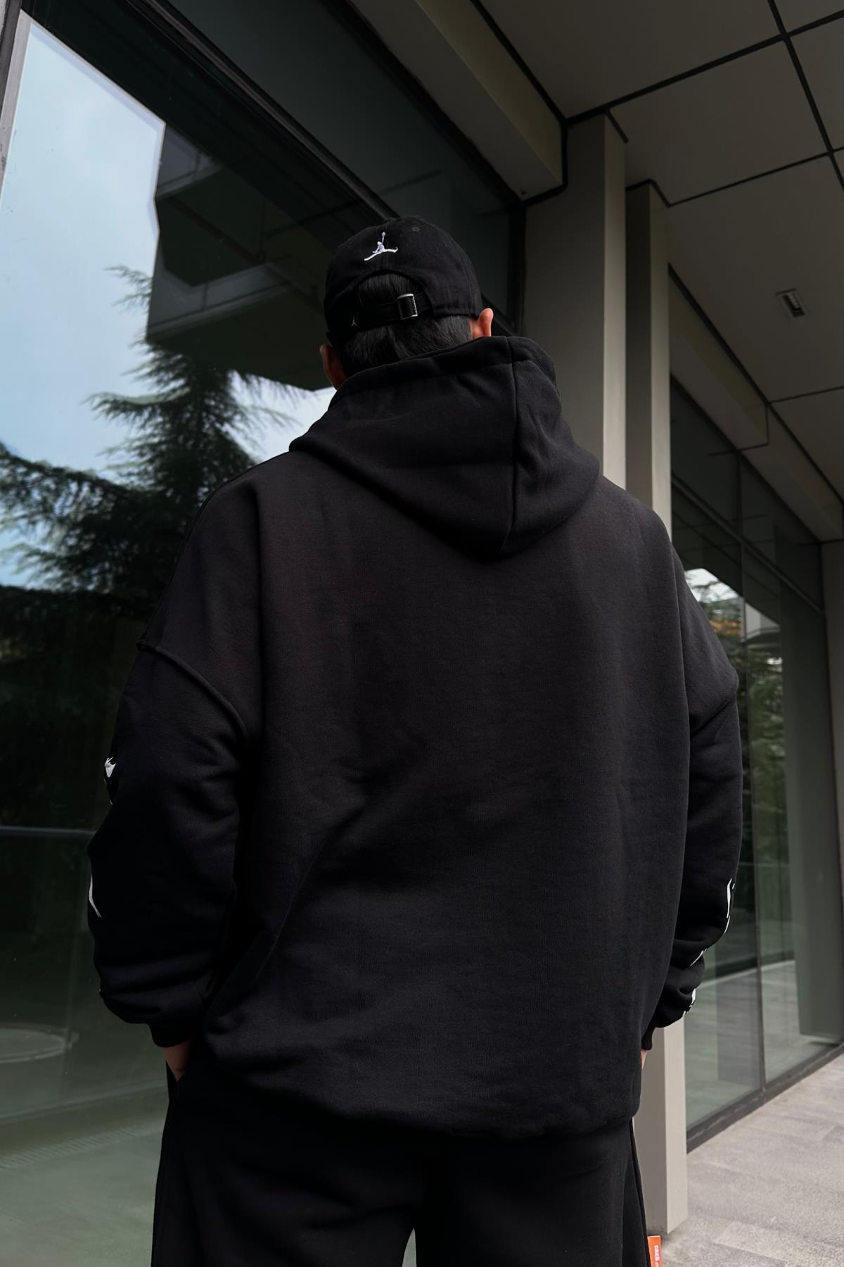 Dennis Baskılı Siyah Oversize Sweatshirt SW1026