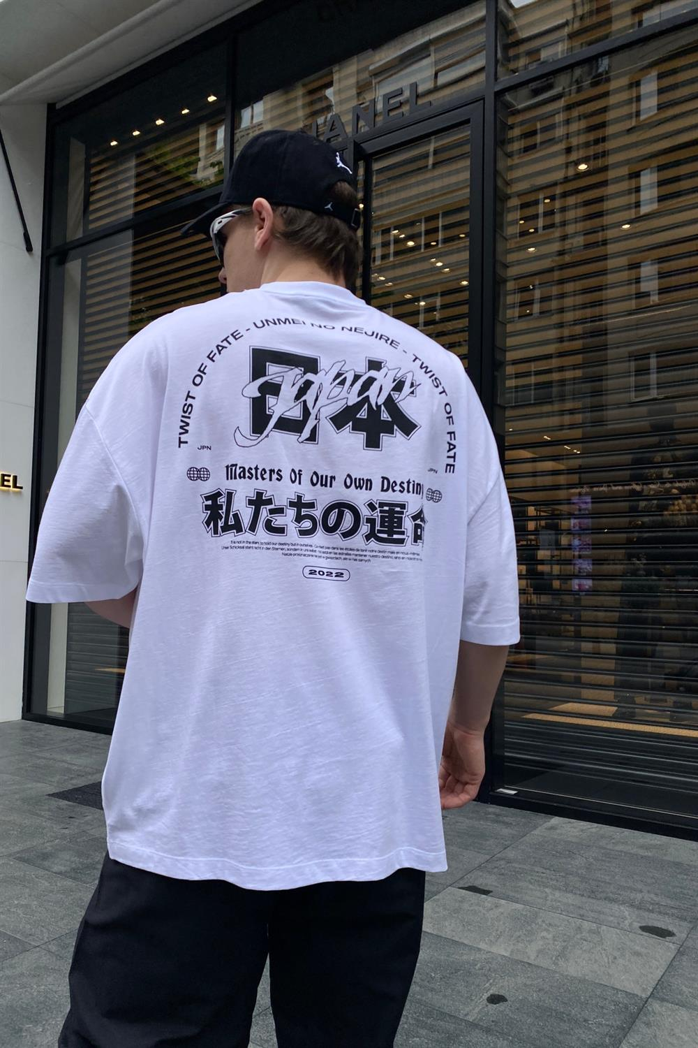 Destiny Baskılı Beyaz Oversize Tshirt T668