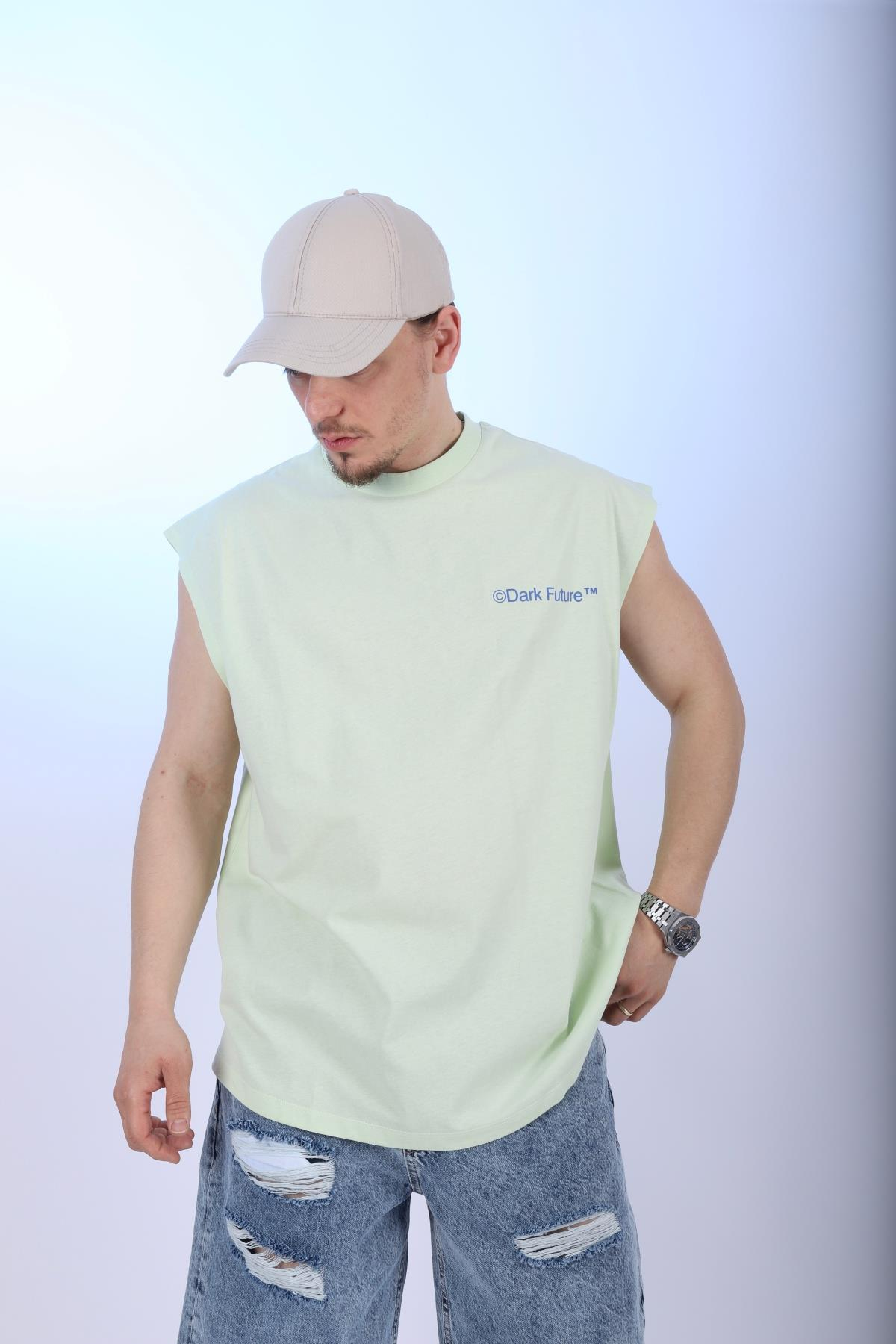 DF Açık Yeşil Baskılı Oversize Atlet T1001