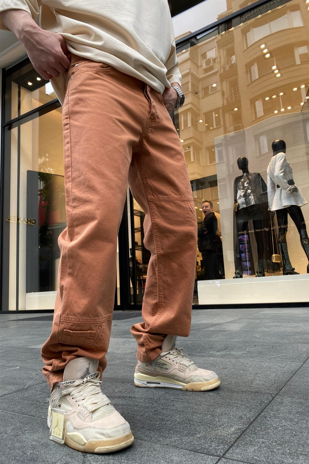 Dikiş Detay Oranj Jean Pantolon P657