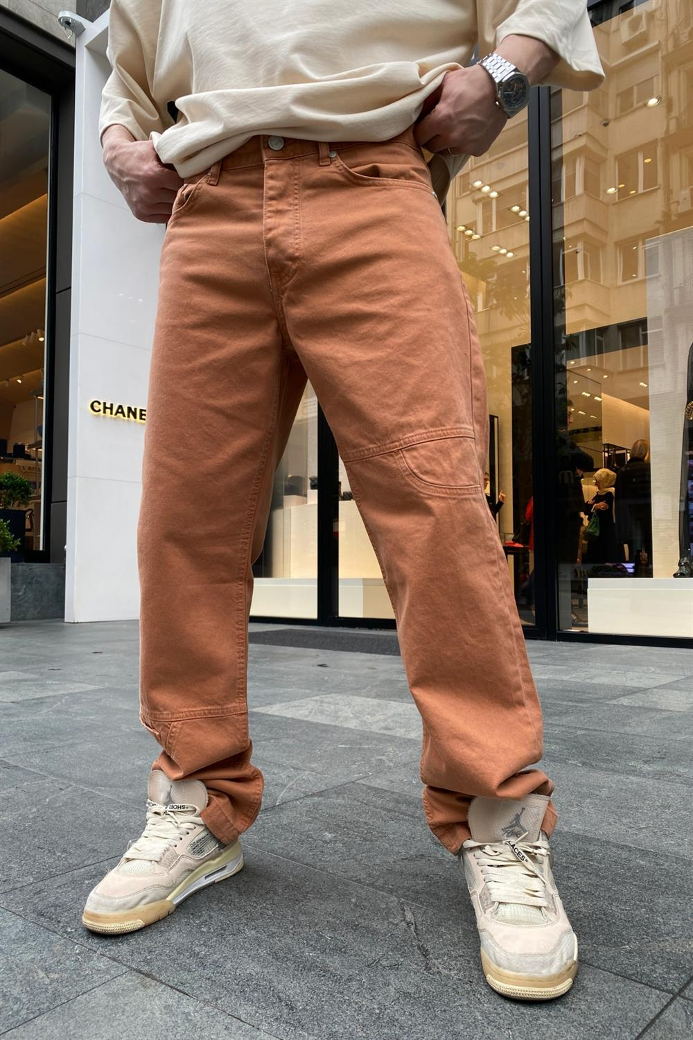 Dikiş Detay Oranj Jean Pantolon P657