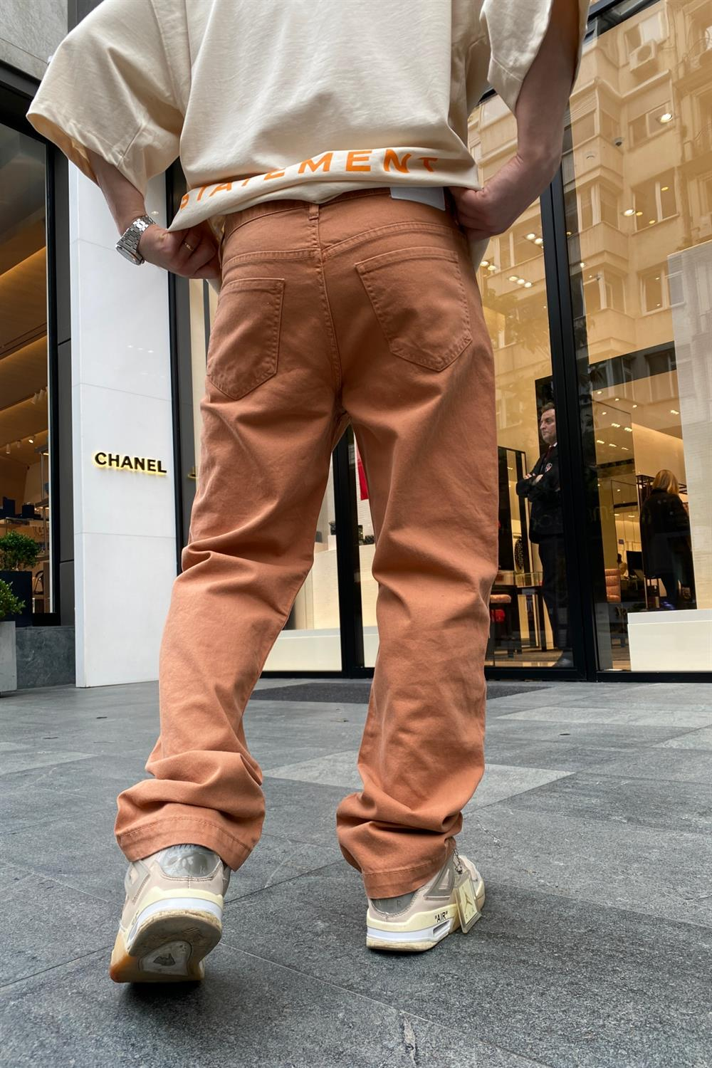 Dikiş Detay Oranj Jean Pantolon P657