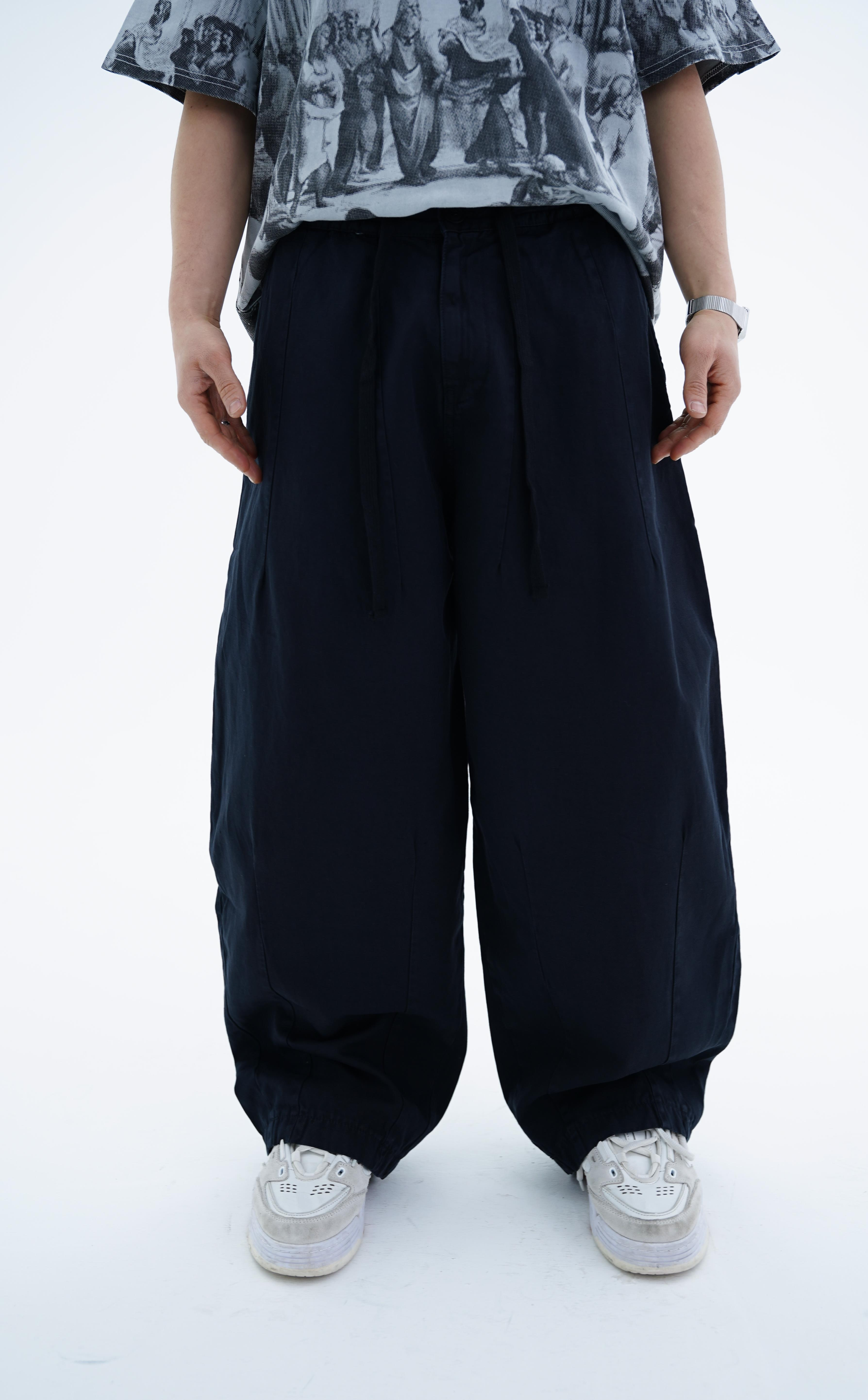 Dikiş Detay Siyah Baggy Pantolon CT01 6390-5