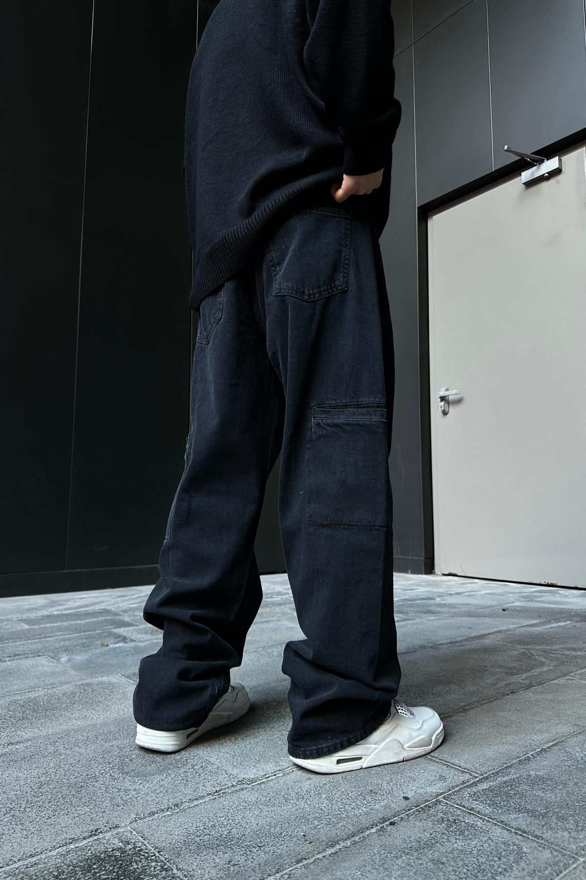 Dikiş Detay Siyah Jean Pantolon P855