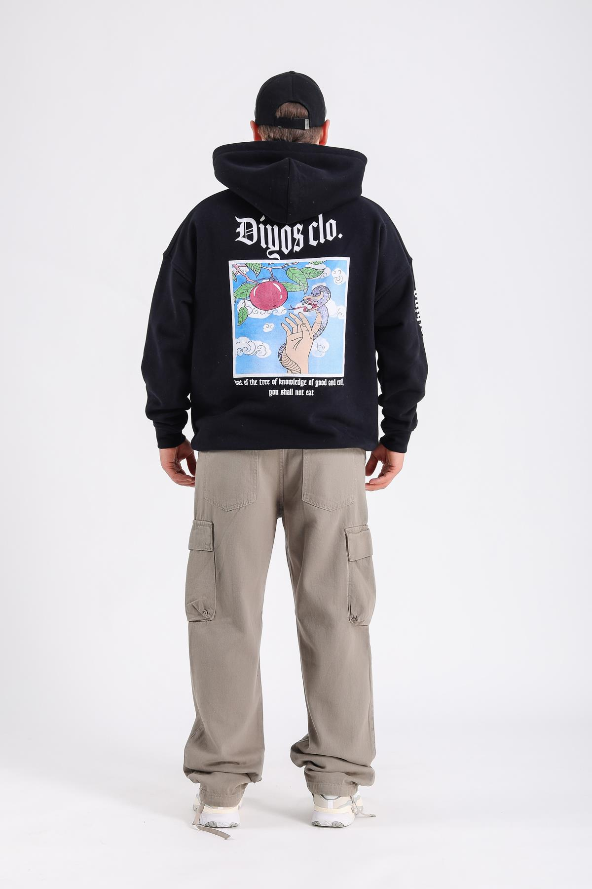Diyos Baskılı Siyah Oversize Sweatshirt SW1198