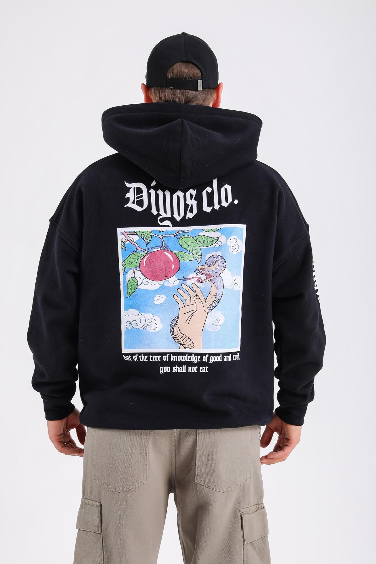 Diyos Baskılı Siyah Oversize Sweatshirt SW1198