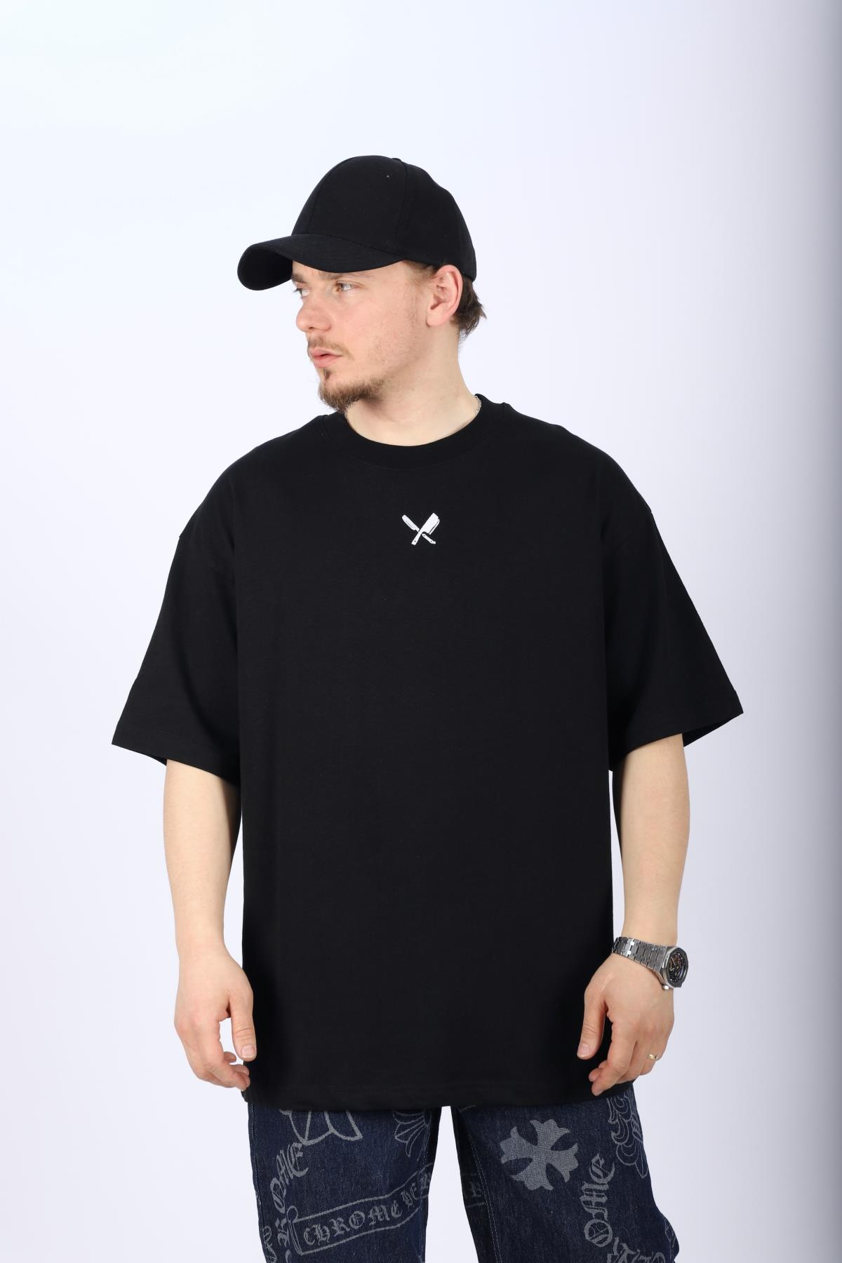 Dpm Circle Baskılı Siyah Oversize Tshirt T998