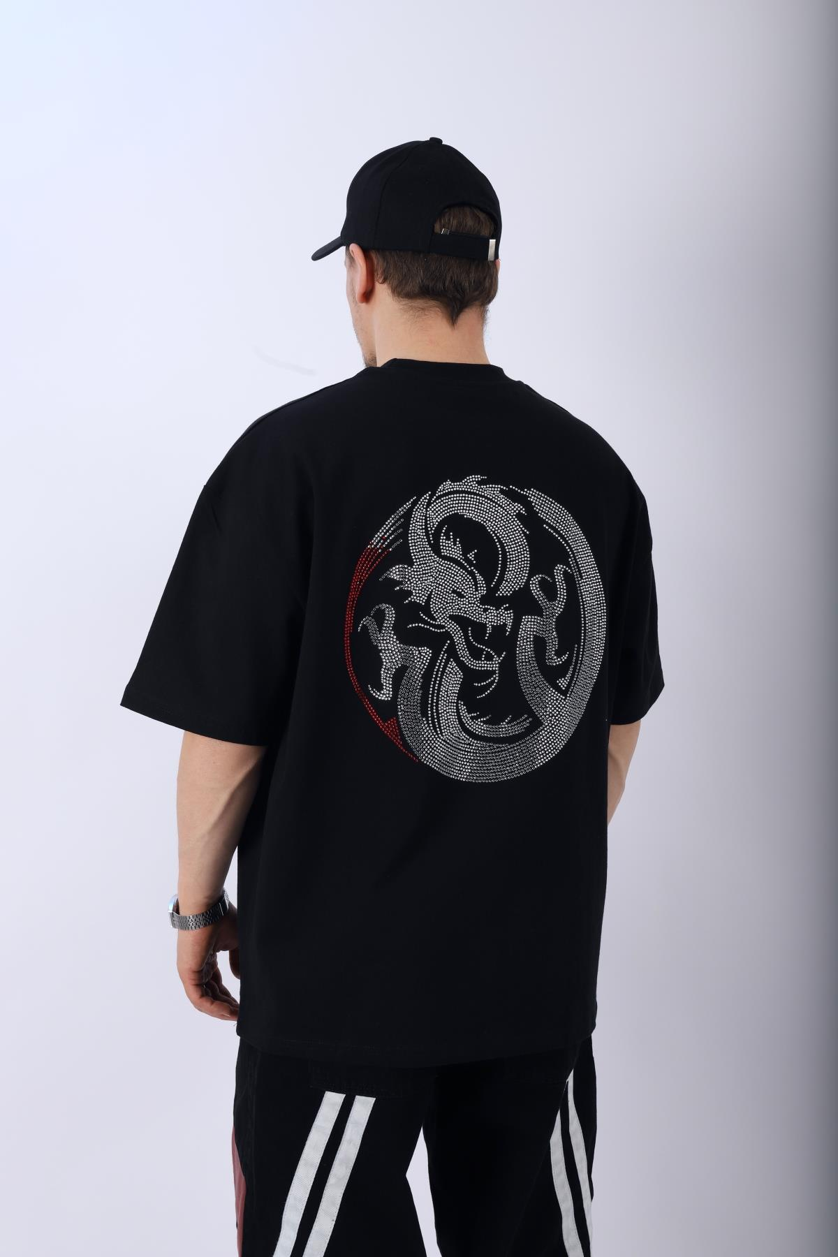 Dragon Taş Baskılı Oversize Tshirt T949