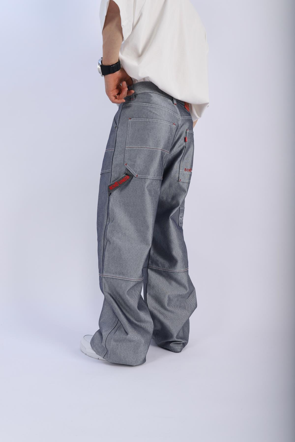Emnm Special Gri Baggy Jean Pantolon P889